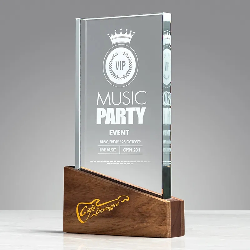 Wood Plaque Crystal Trophy 7