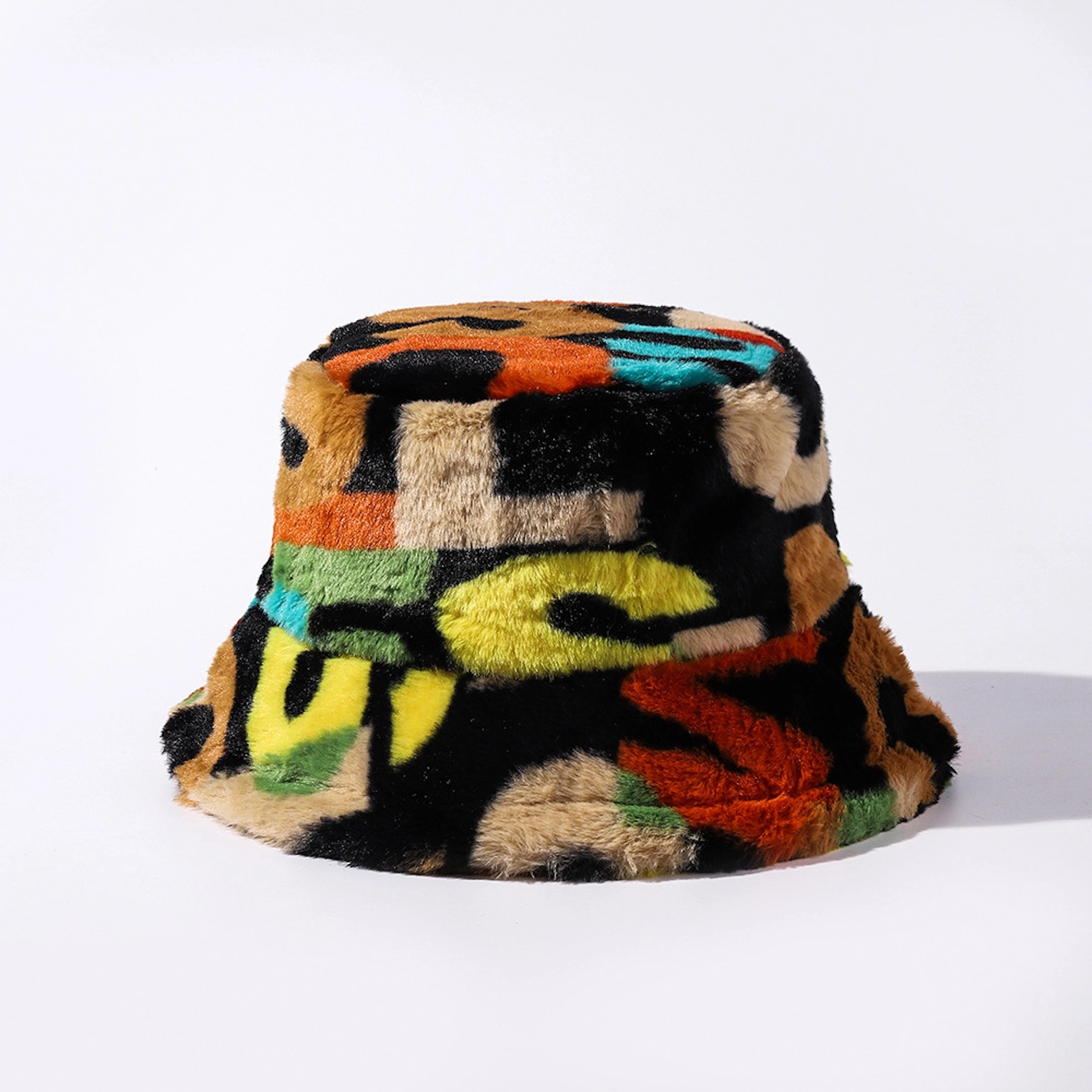 Color Block Fuzzy Bucket Hat 18