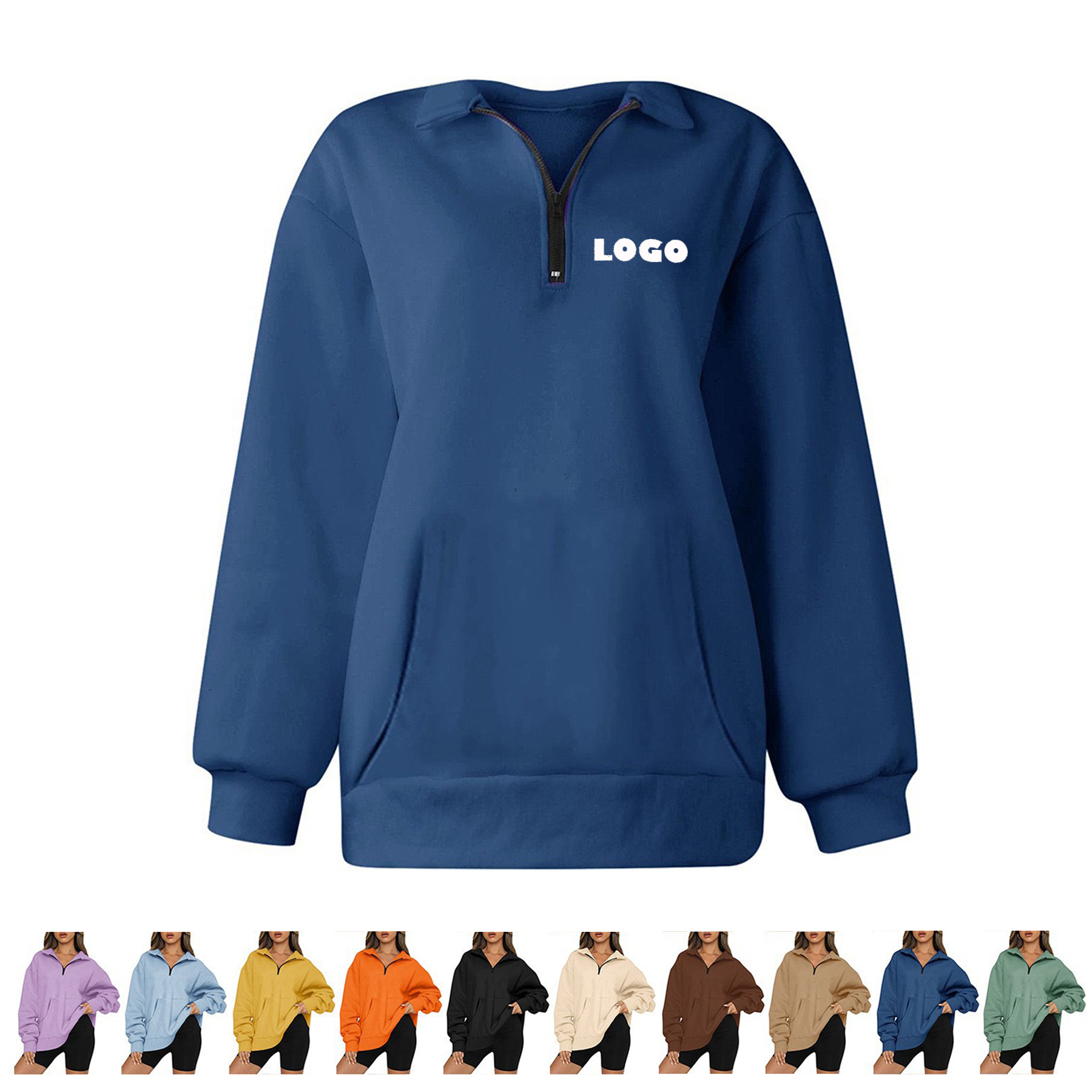 Women Loose Long Sleeve Hooded Sweatshirt 2