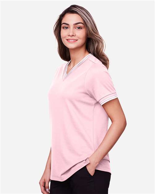 Women's CrownLux Performance® Plaited Tipped V-Neck Shirt - DG20CW 43