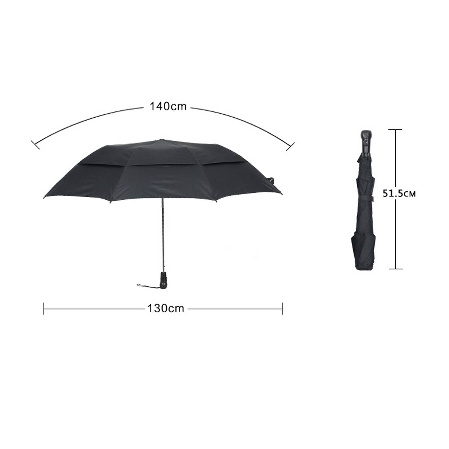 Two Fold Double-Layer Windproof Semi-Automatic Umbrella 3