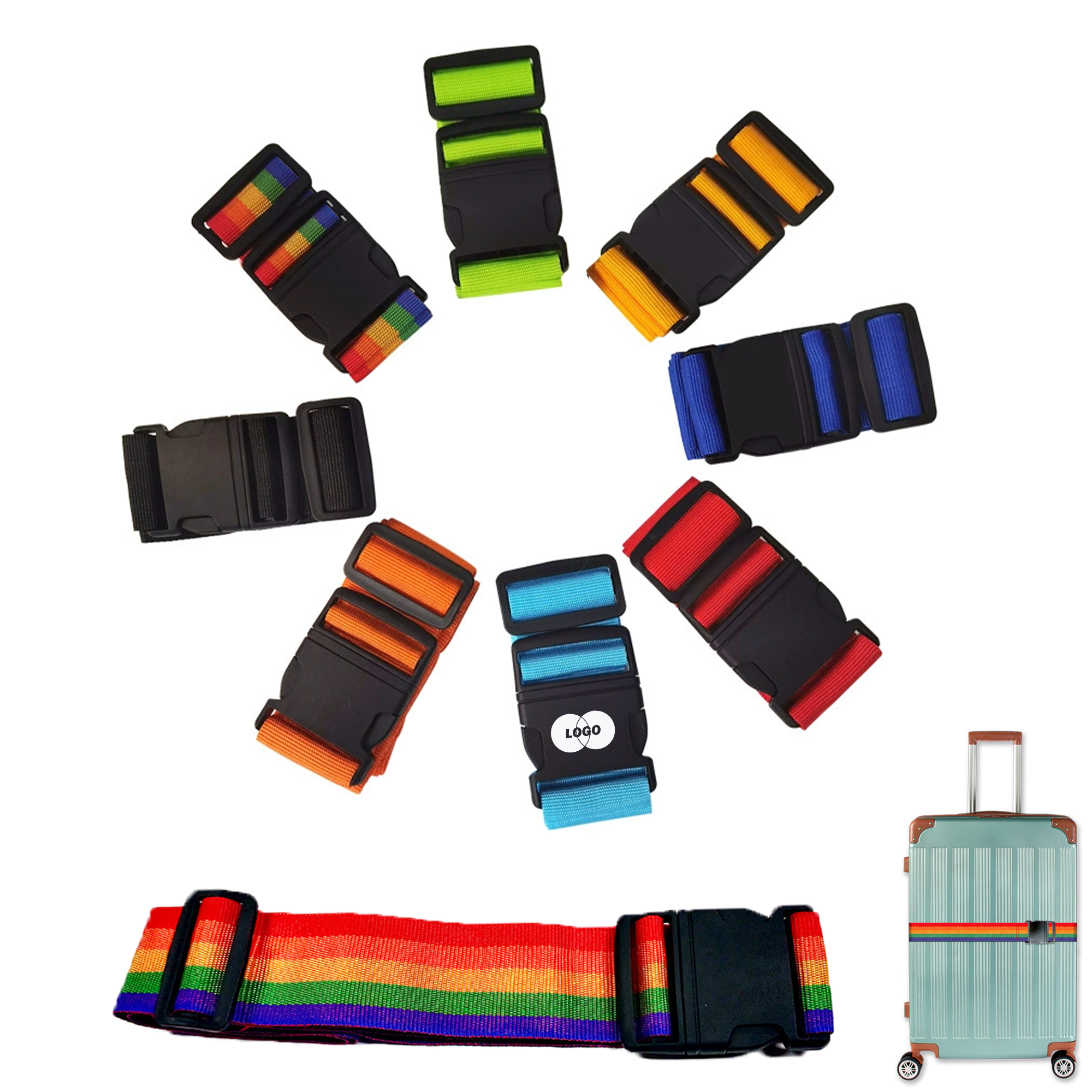 Adjustable Rainbow Luggage Strap for Suitcases 1