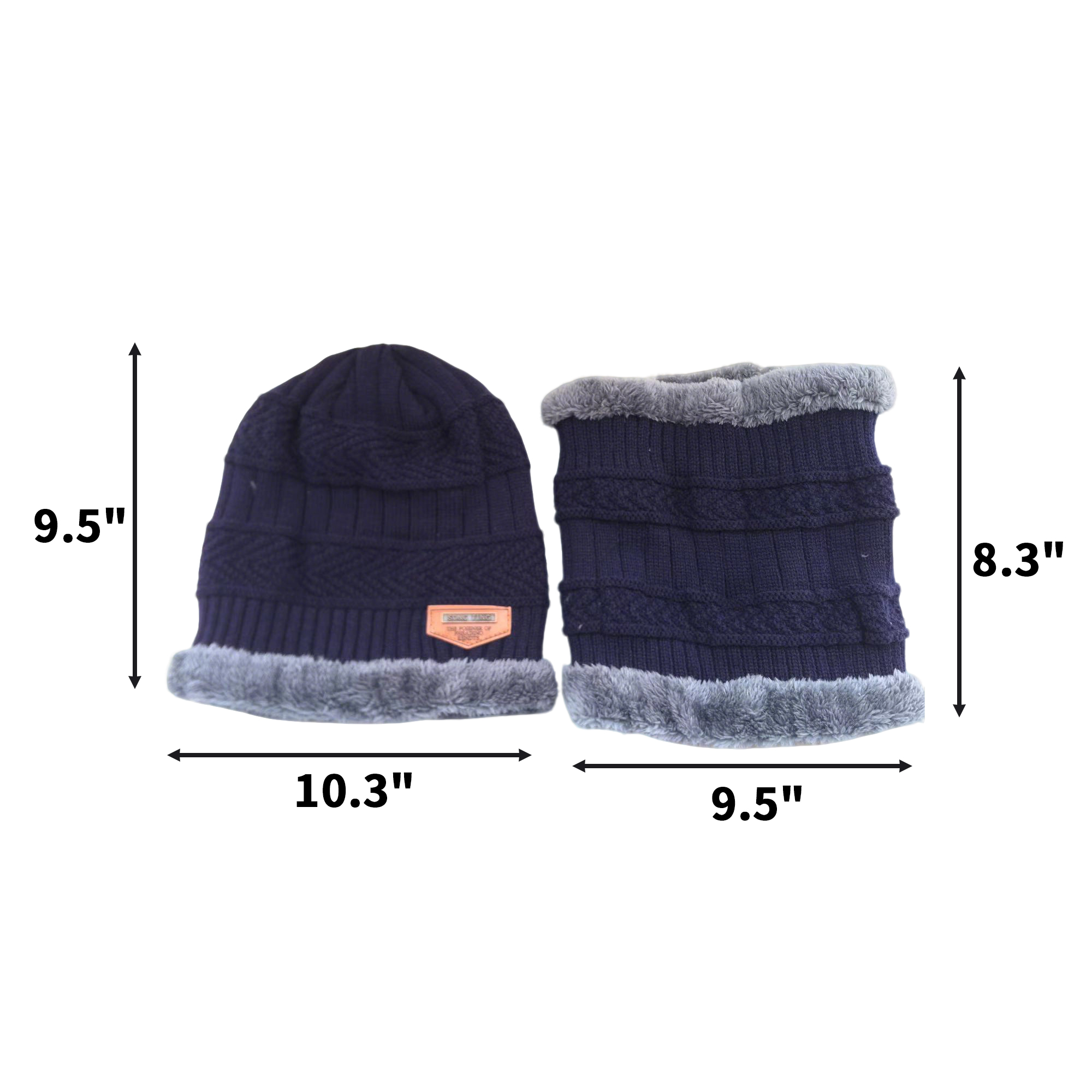 Knit Beanie With Scarf Set Cotton Acrylic Cap 9.5 x 10.3" Scarf 8.3 x 9.5" 4