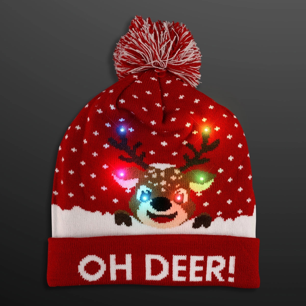 Reindeer Lights Blinky Beanie Holiday Hat 2