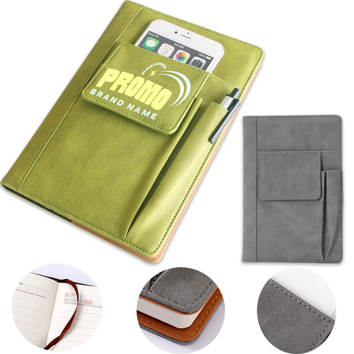 200 Pages Thick Paper Notebooks With Front Pen Pockets 1