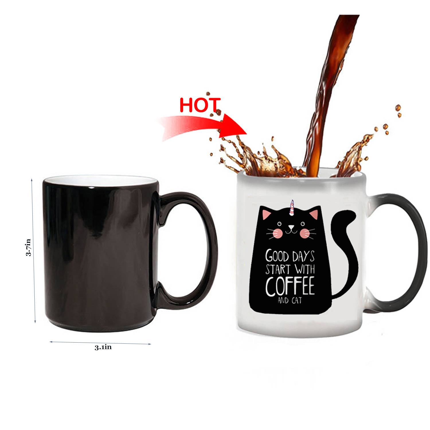12oz Color-Changing Cat Mug – Heat Sensitive Ceramic Cup 1
