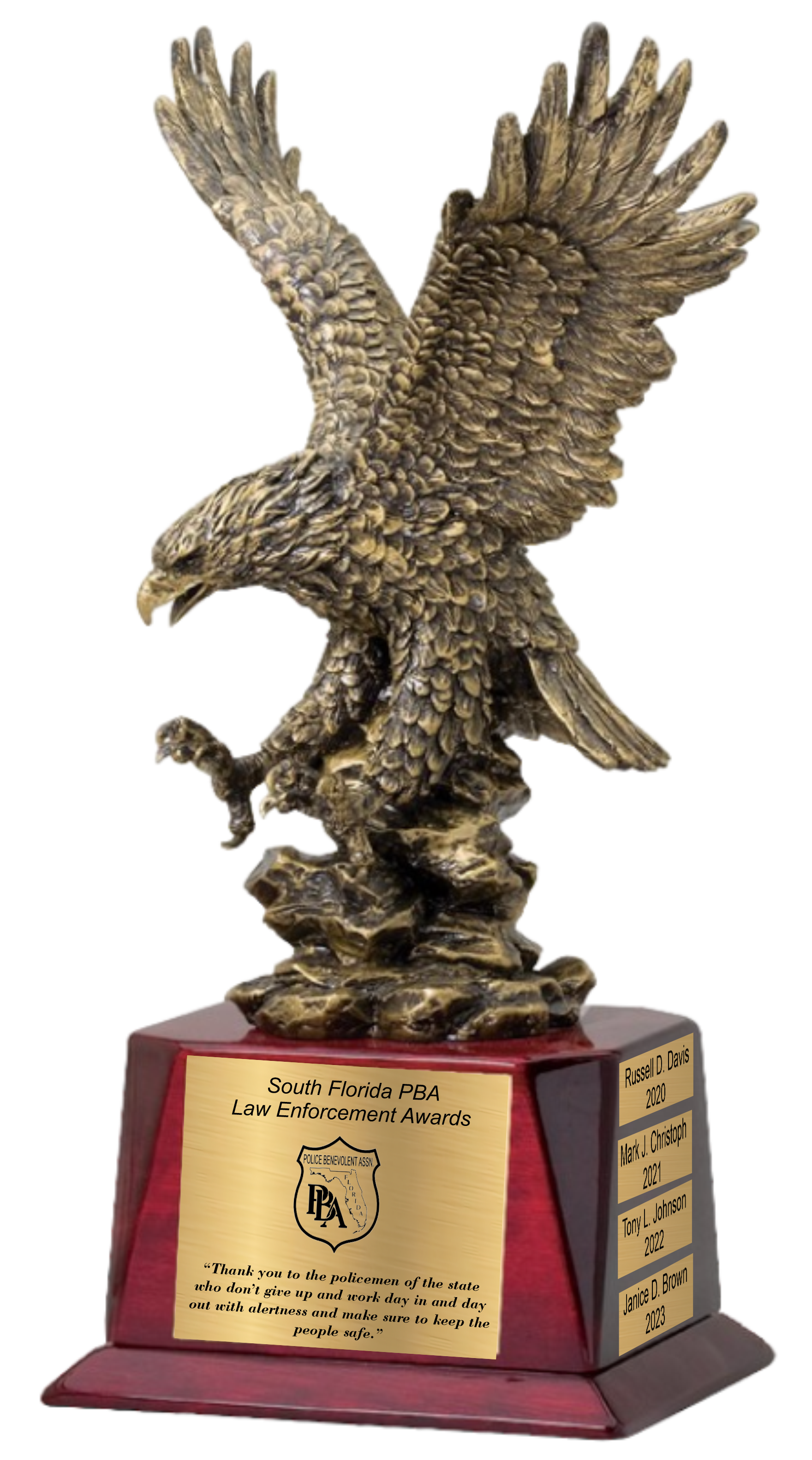 12" Antique Gold Landing Eagle Trophy Award on Rosewood Base 6
