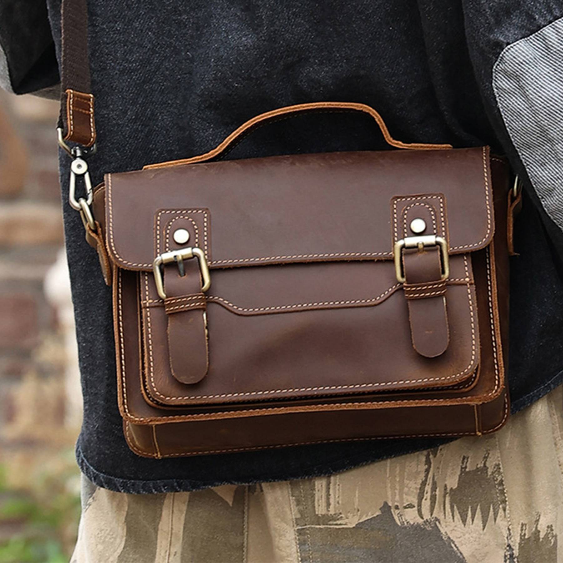 Vintage Leather Messenger Bag 5