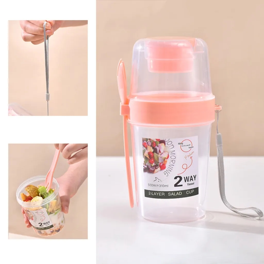 Salad Shaker Cup with Lids and Fork 9