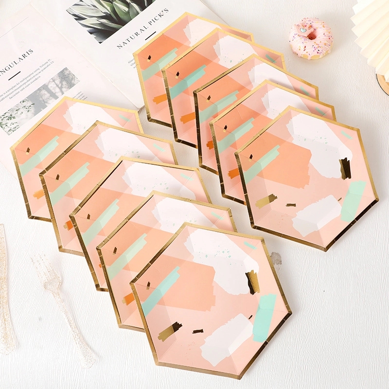 Disposable Party Picnic Salad Dessert Hexagon Paper Plate 9
