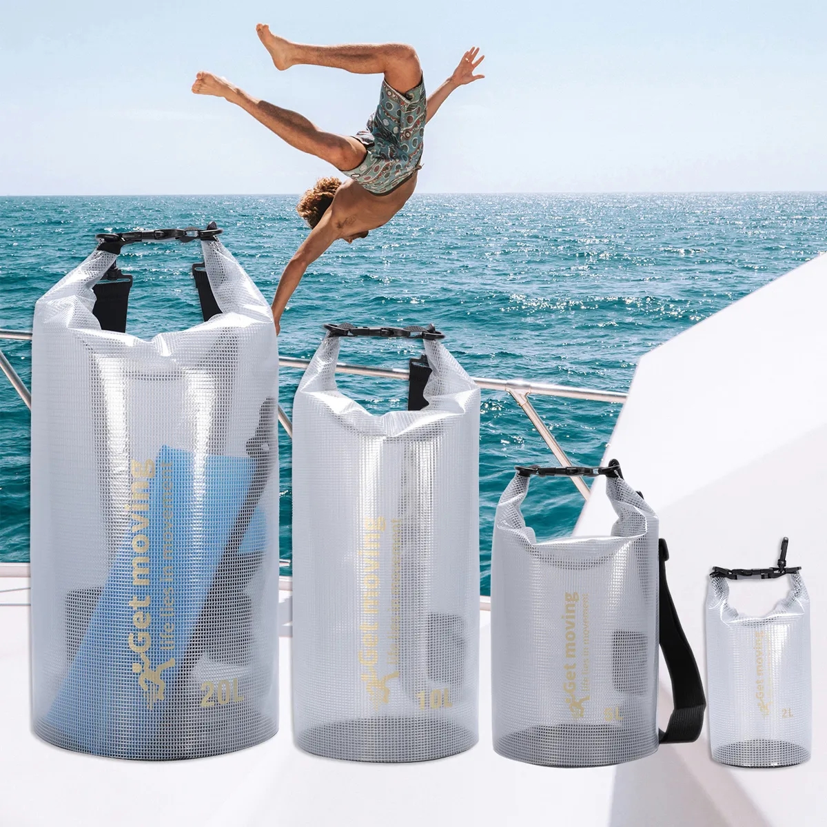 Clear Waterproof Roll Top Dry Bag With Strap 6