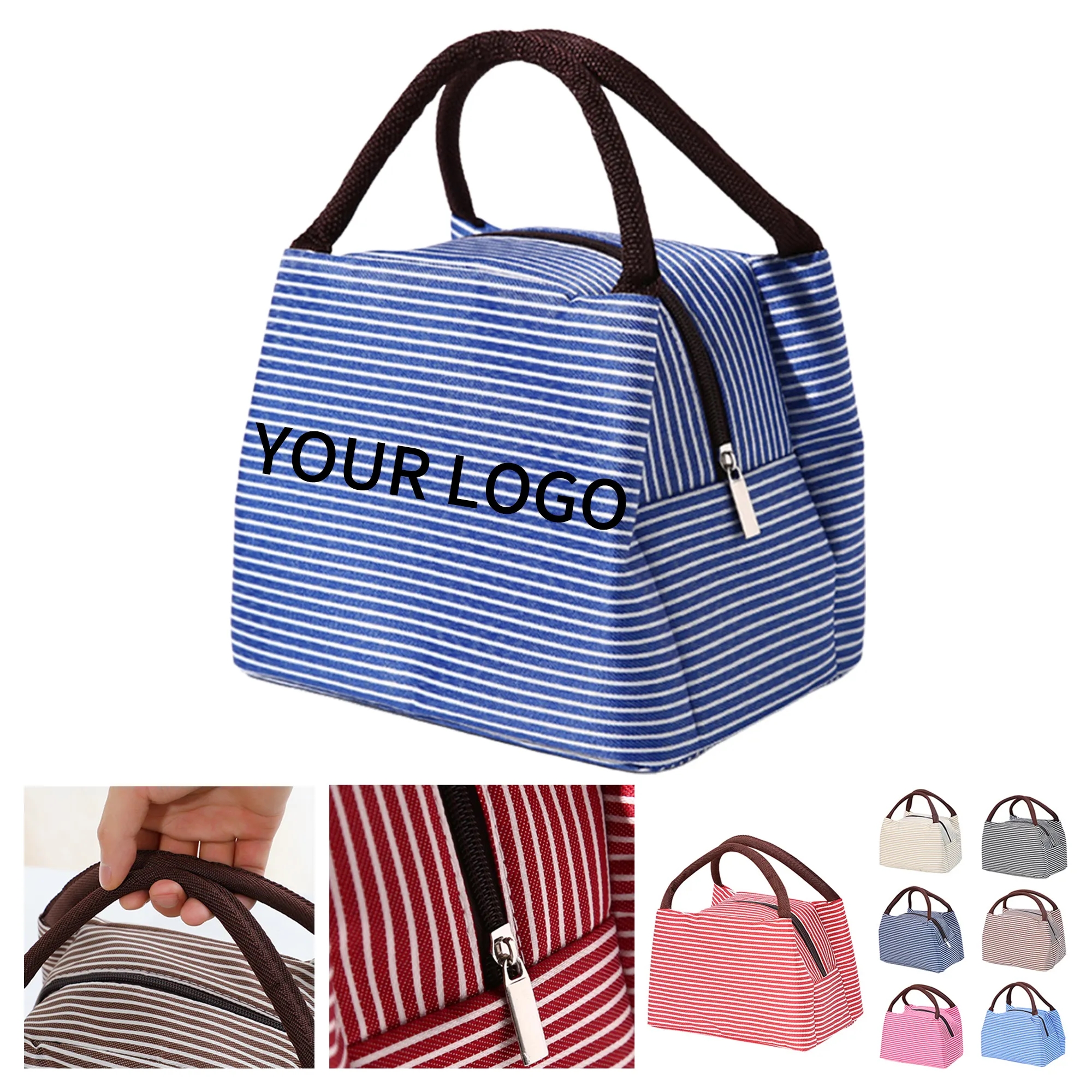 Striped Custom Insulated Lunch Tote 4