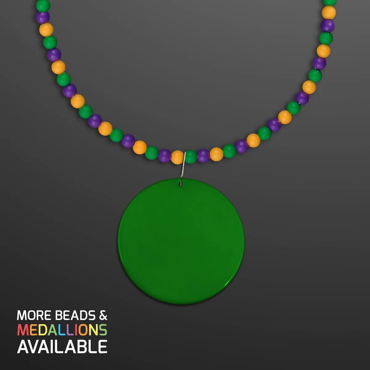 Breakaway Beads for Mardi Gras with Green Medallion 2