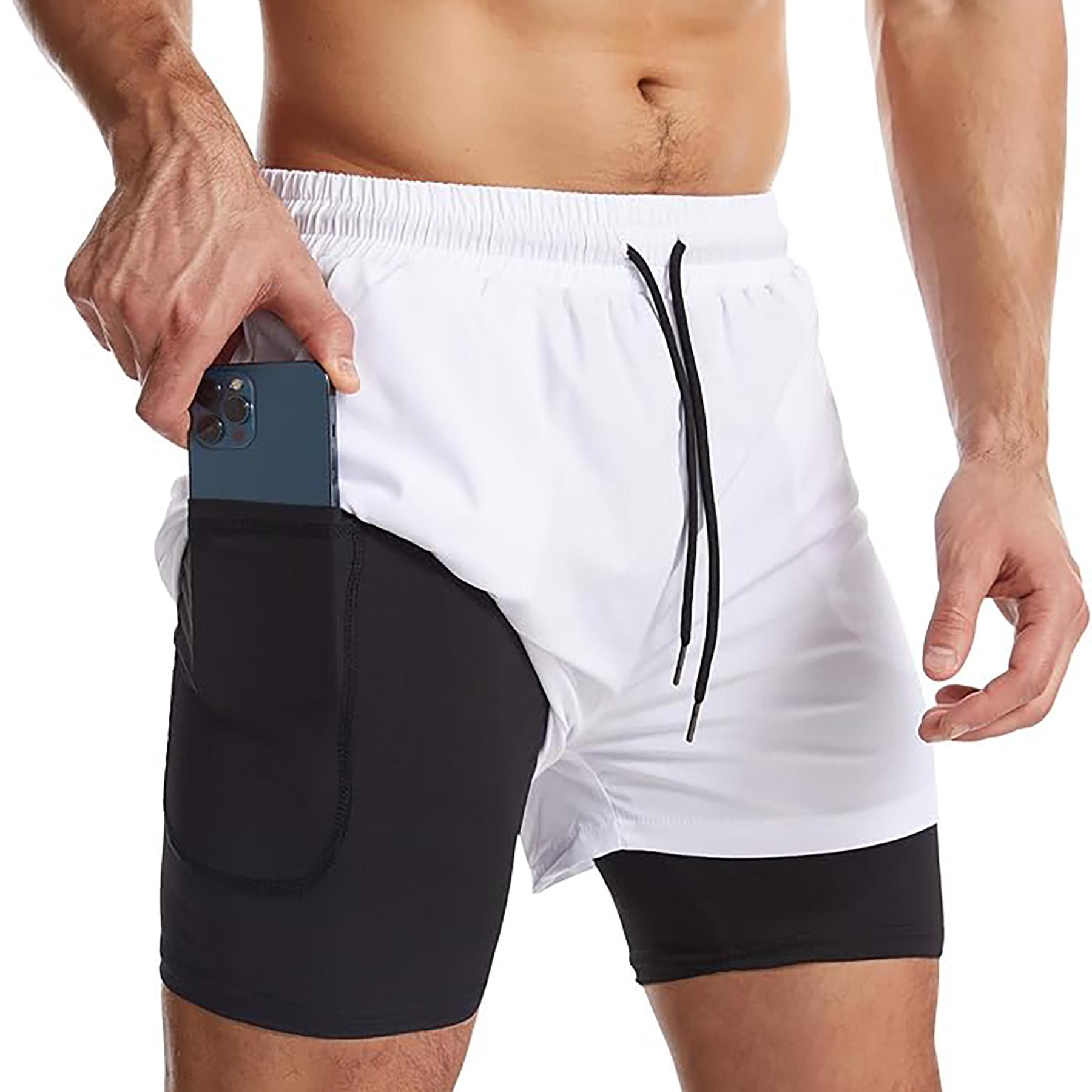 Men's 2 I n 1 Quick Drying Sports Shorts with Lining 24
