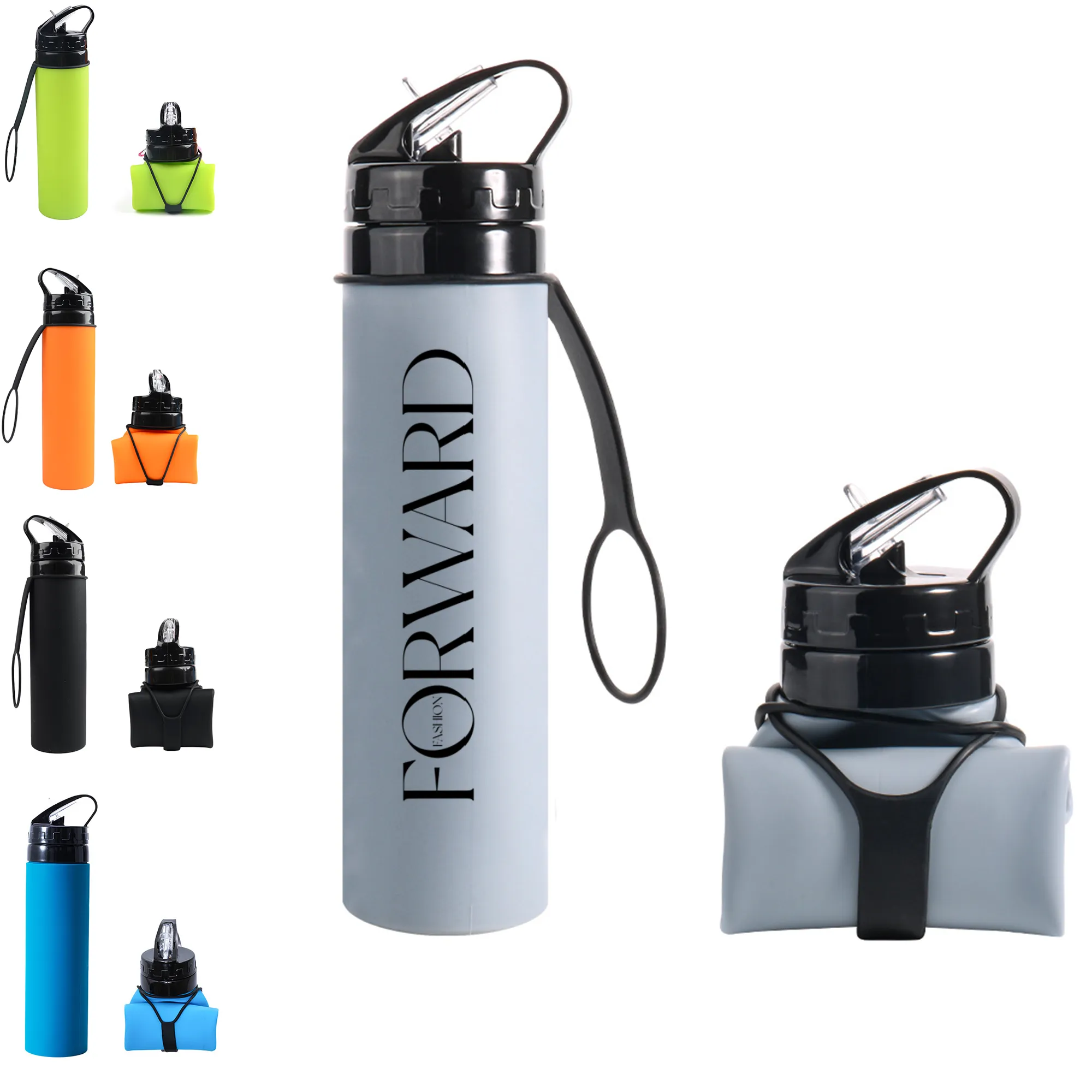 Folding Sports Water Bottle Squeeze Type Logo Customizable
