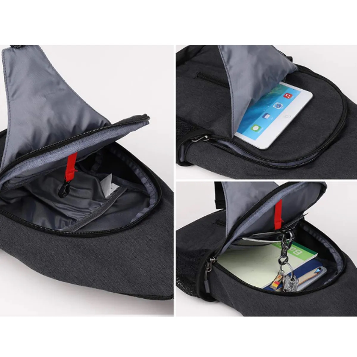 Anti-Theft Crossbody Sling Bag w/ Earphone Port Mash Pockets 5