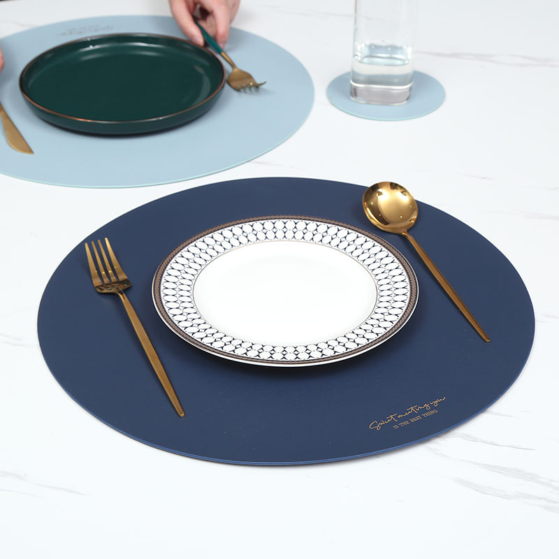 Round Leather Placemat Dining Mat 2