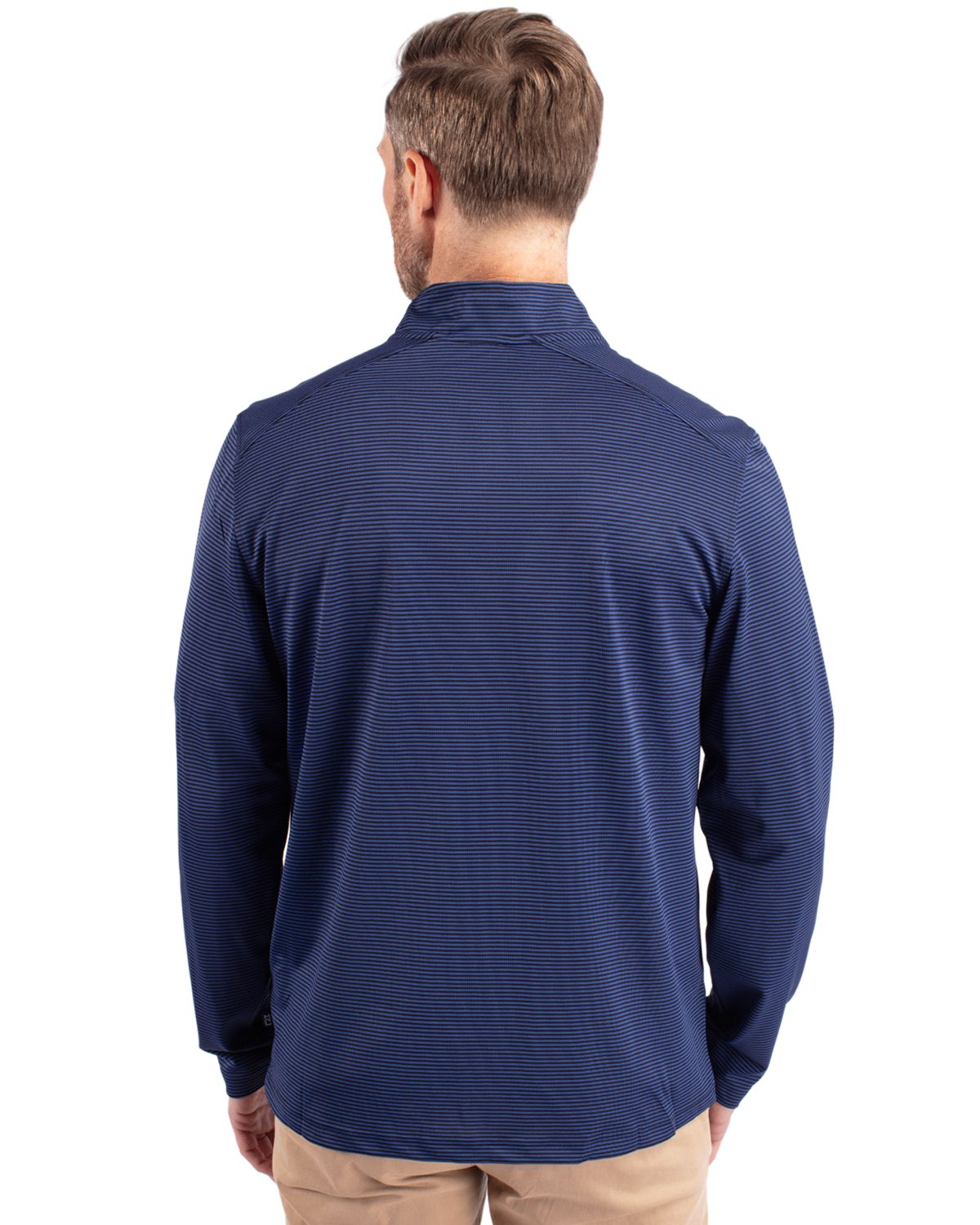 Cutter & Buck Virtue Recycled Micro Stripe Featherlight Pique Mens Quarter Zip Pullover 45