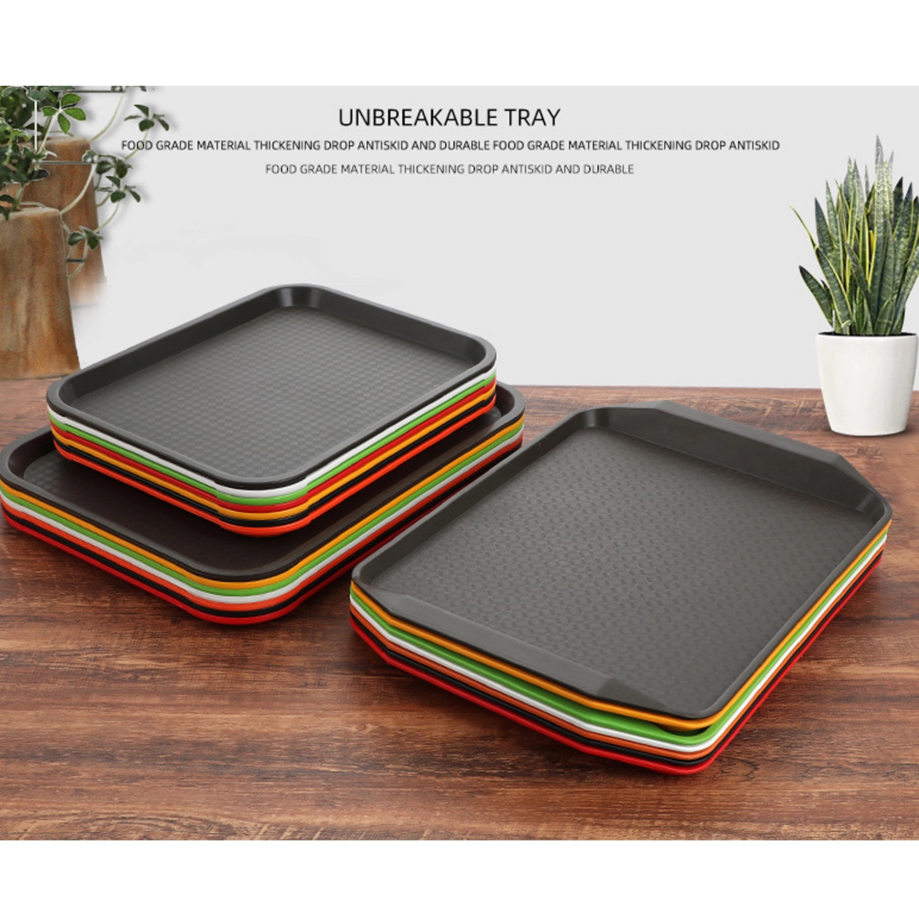 Plastic Restaurant Toddler Fast Food Serving Tray For Eating 4