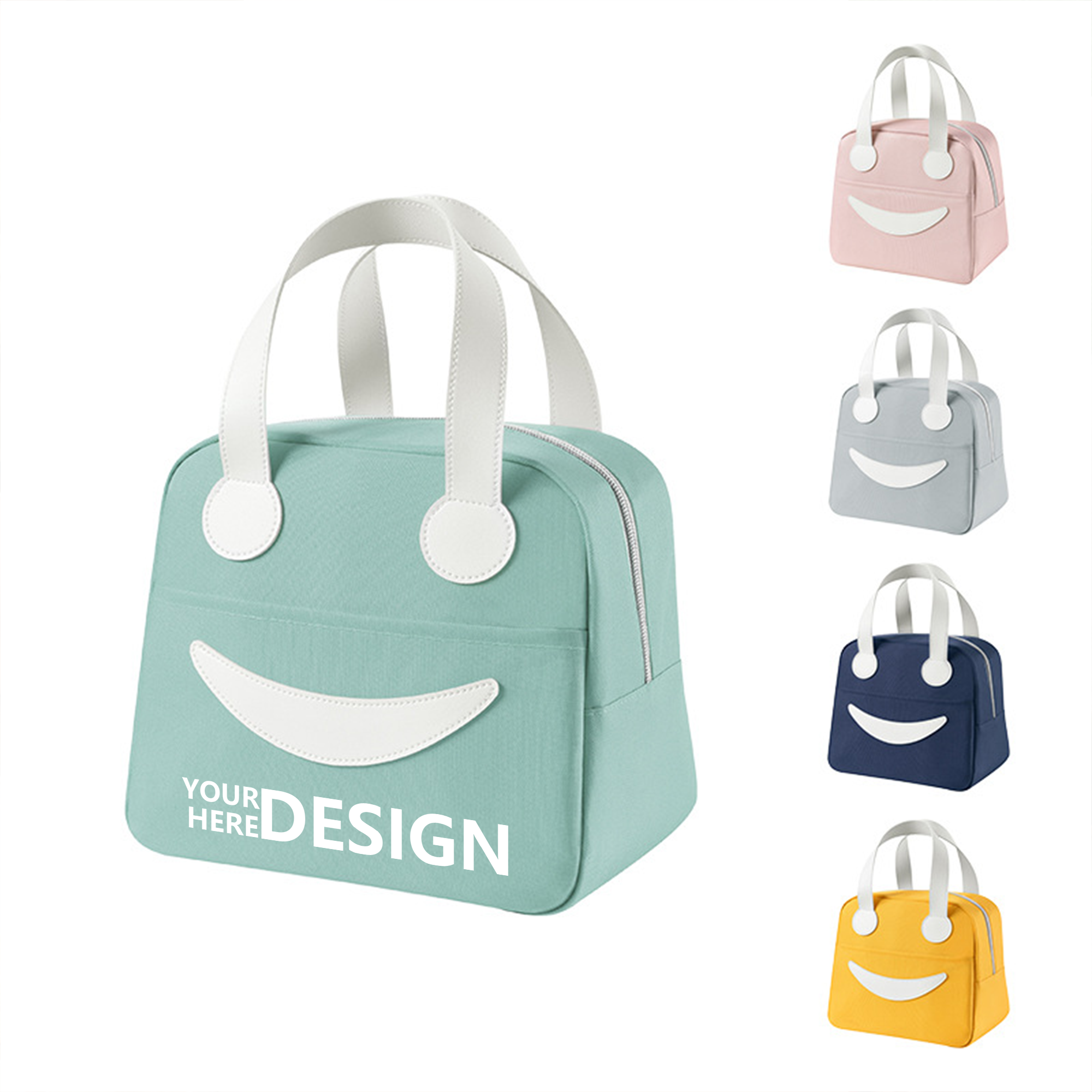 Smiley Face Oxford Cloth Insulated Tote Bag, custom tote bag with logo imprint 2