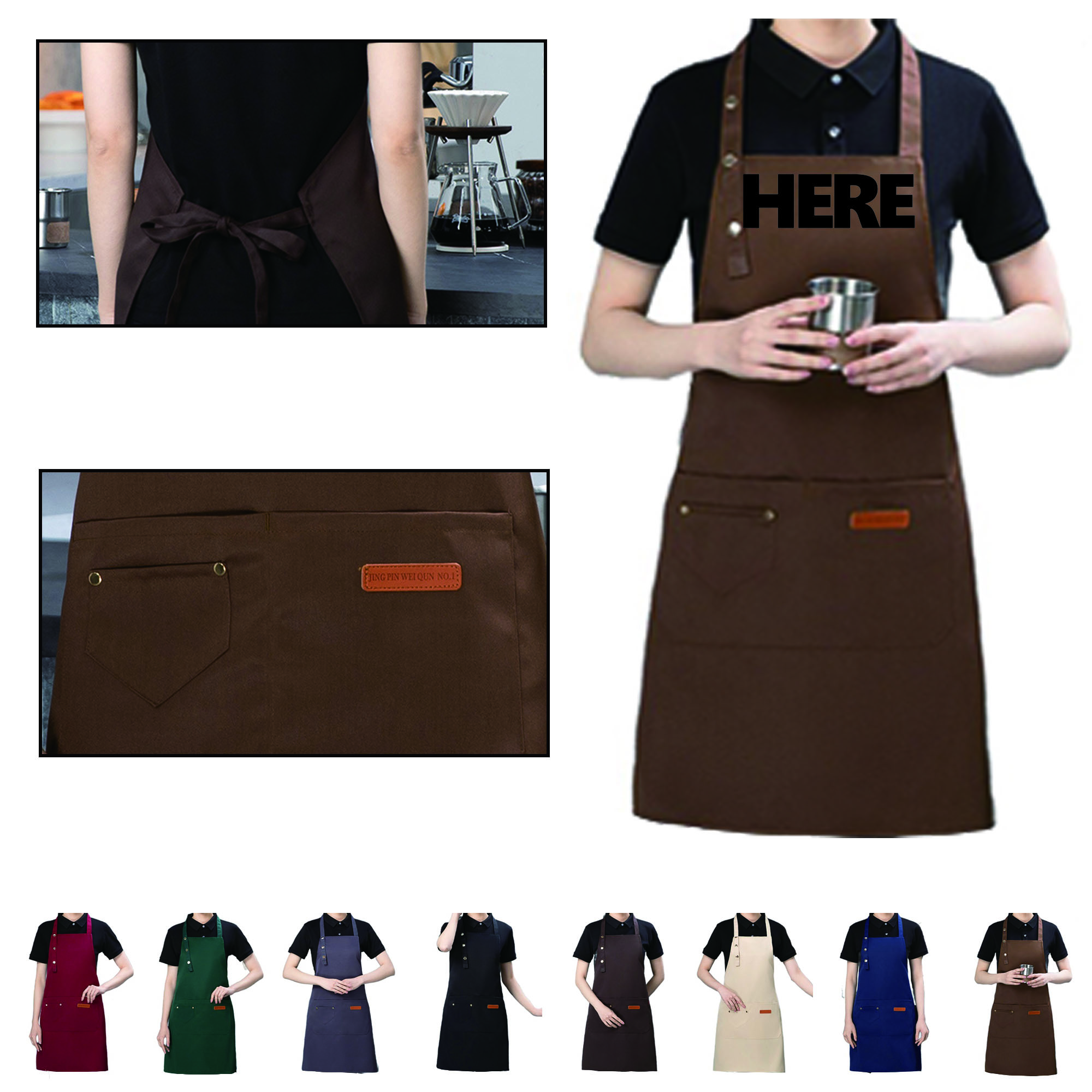 MOQ 20 Adjustable Strap Nylon Apron Full Color 2