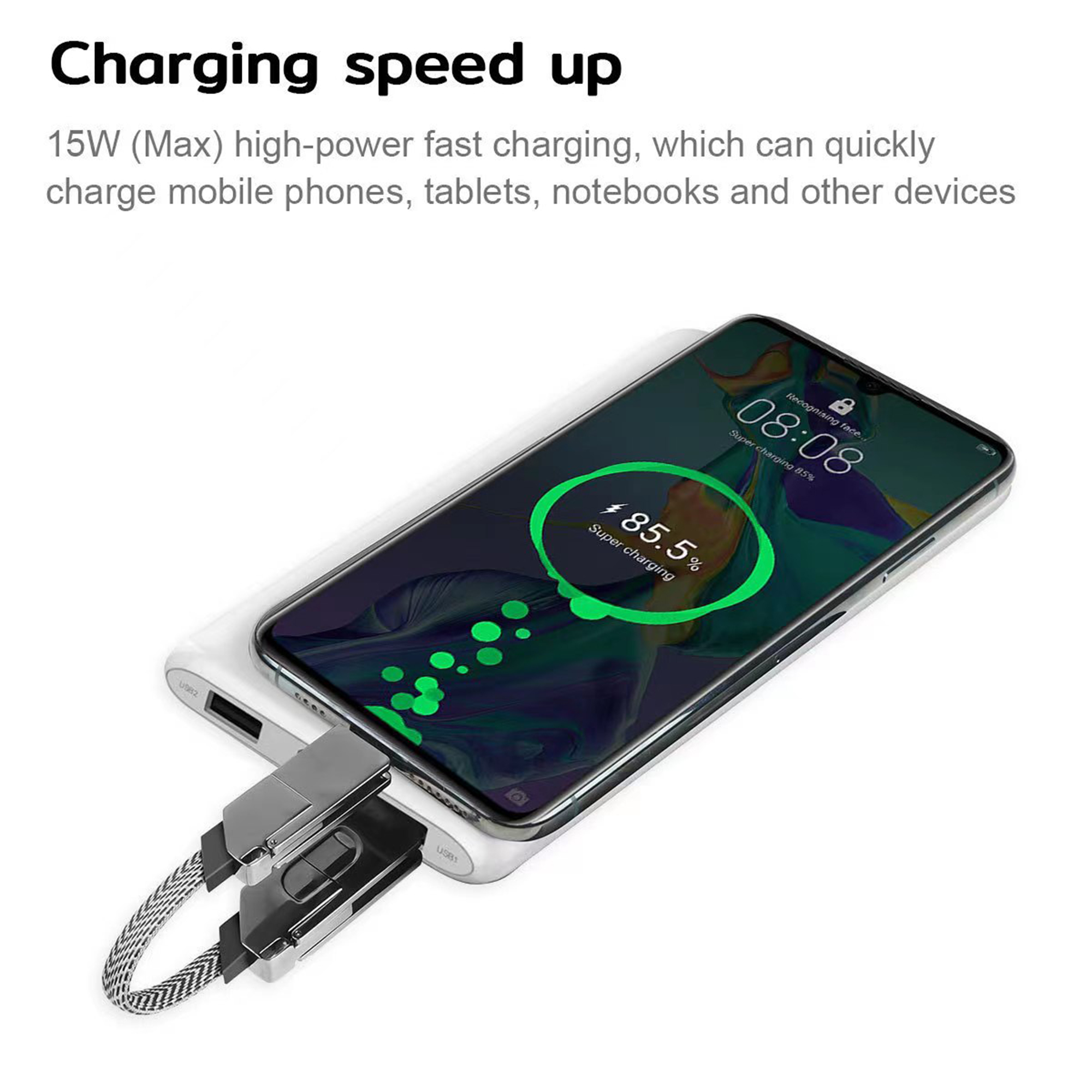Zinc Alloy Portable 6-In-1 Multi Interface Keychain With Data Cable 4