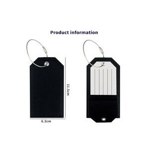 PU Leather Luggage Travel Tag With Name ID Labels Metal Hang Ring 2
