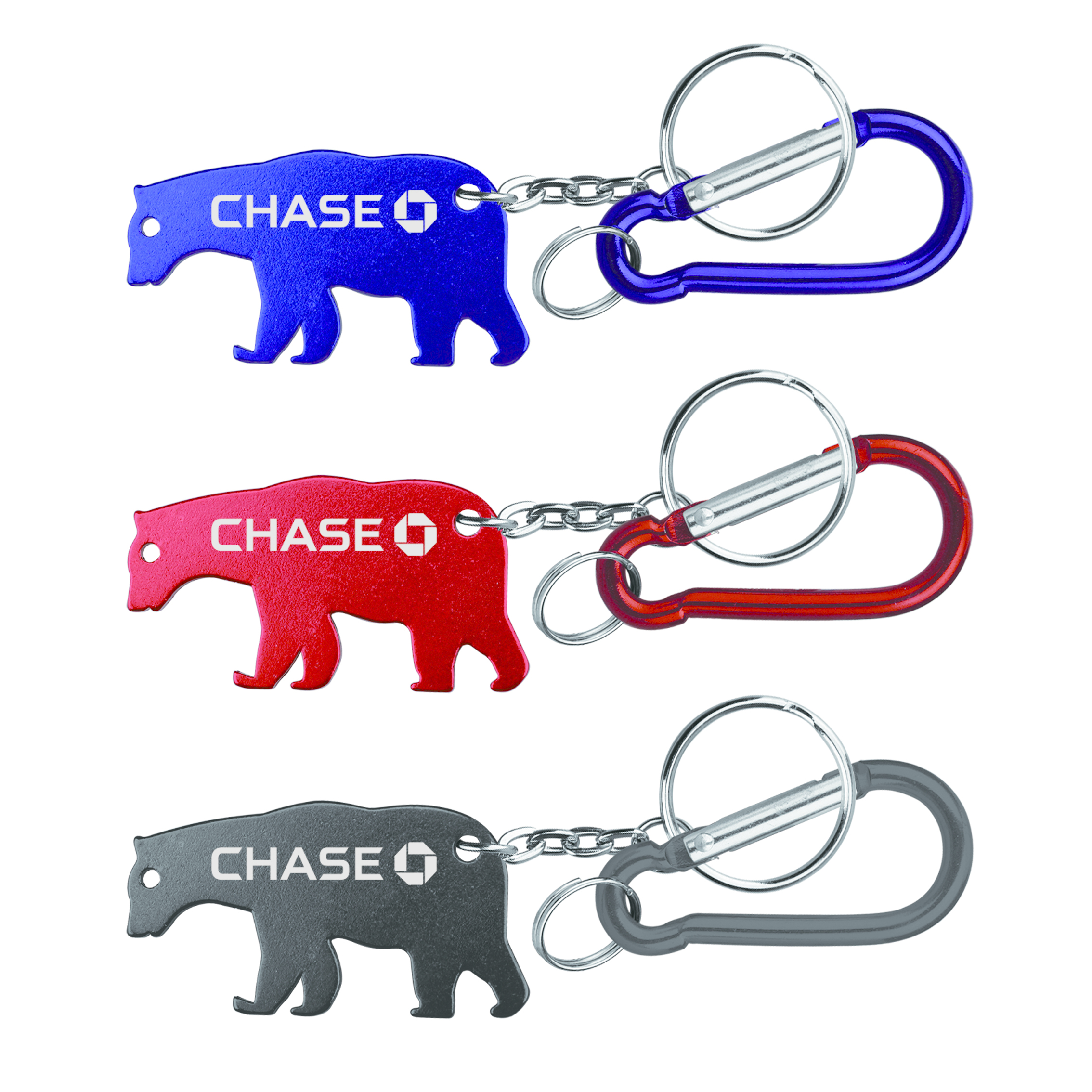 Bear shape bottle opener with key chain & carabineer