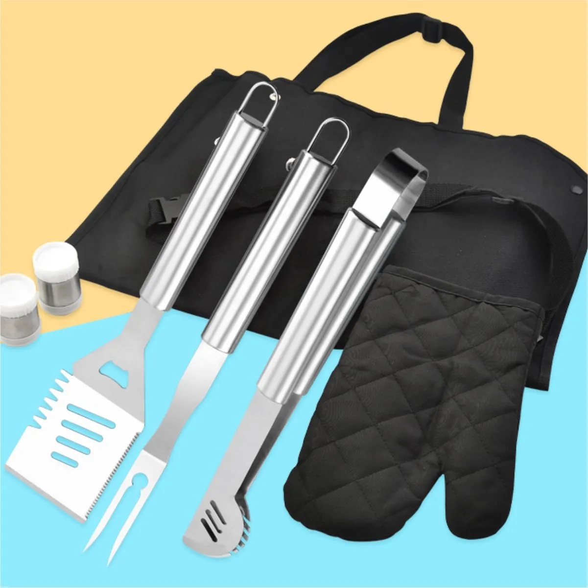 Custom 6-Piece BBQ Grill Tool Apron Set 6