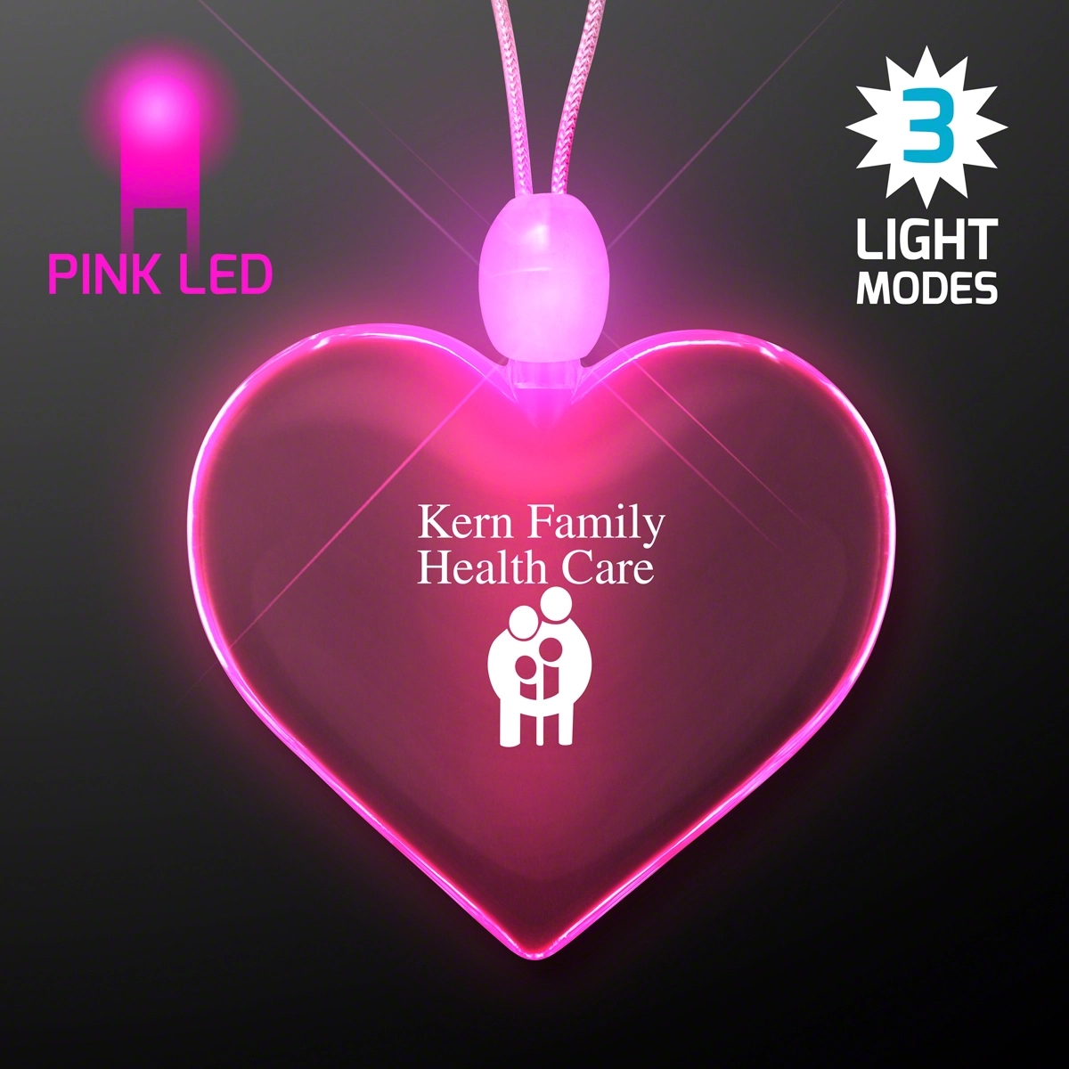 Light Up Acrylic Heart Necklace 2
