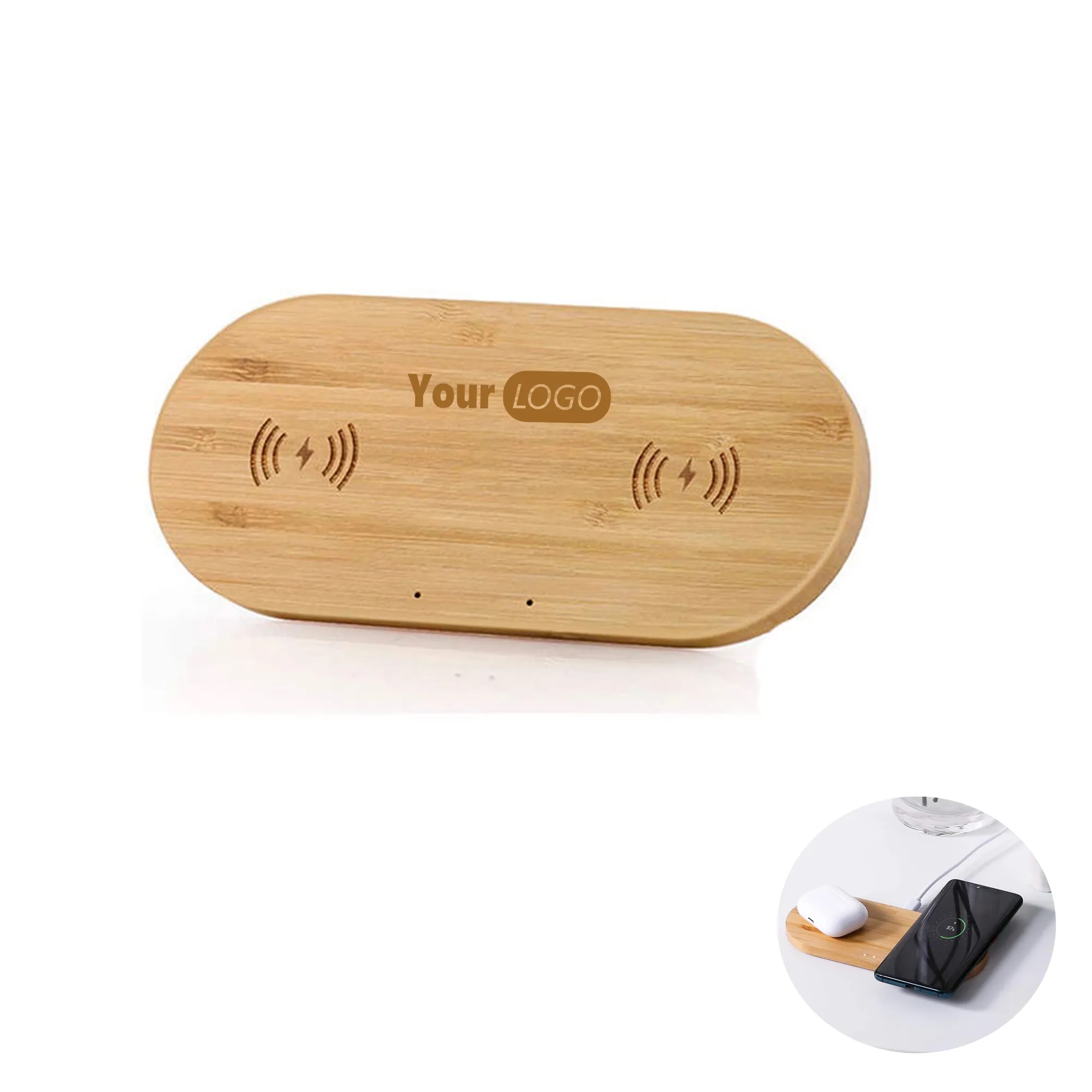 Veelink Bamboo Dual Charger Double 10W Wireless Cha 1
