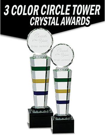 Crystal: 11.5" 3-color Column with Circle Facet on 2
