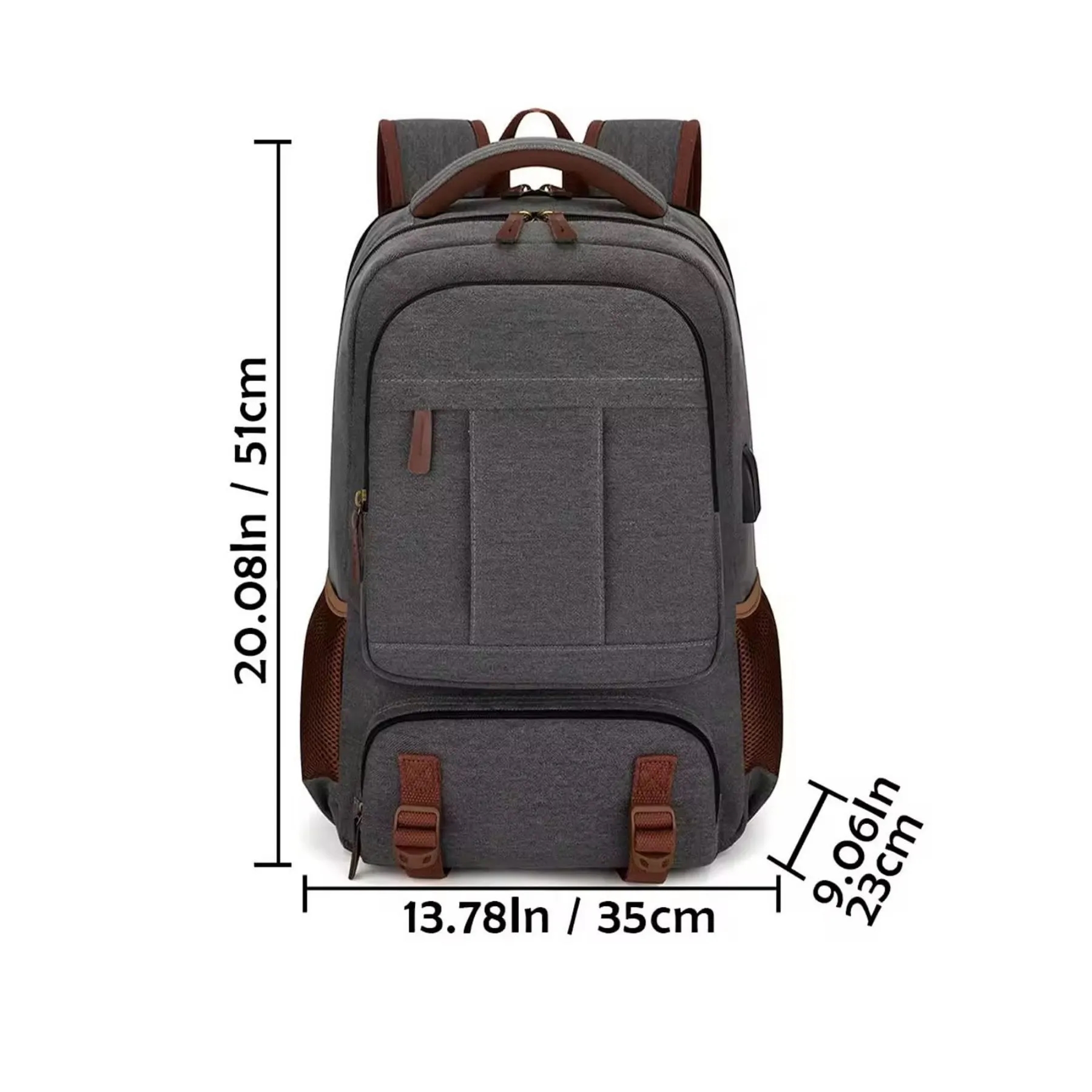 USB Charging Canvas Laptop Backpack 7