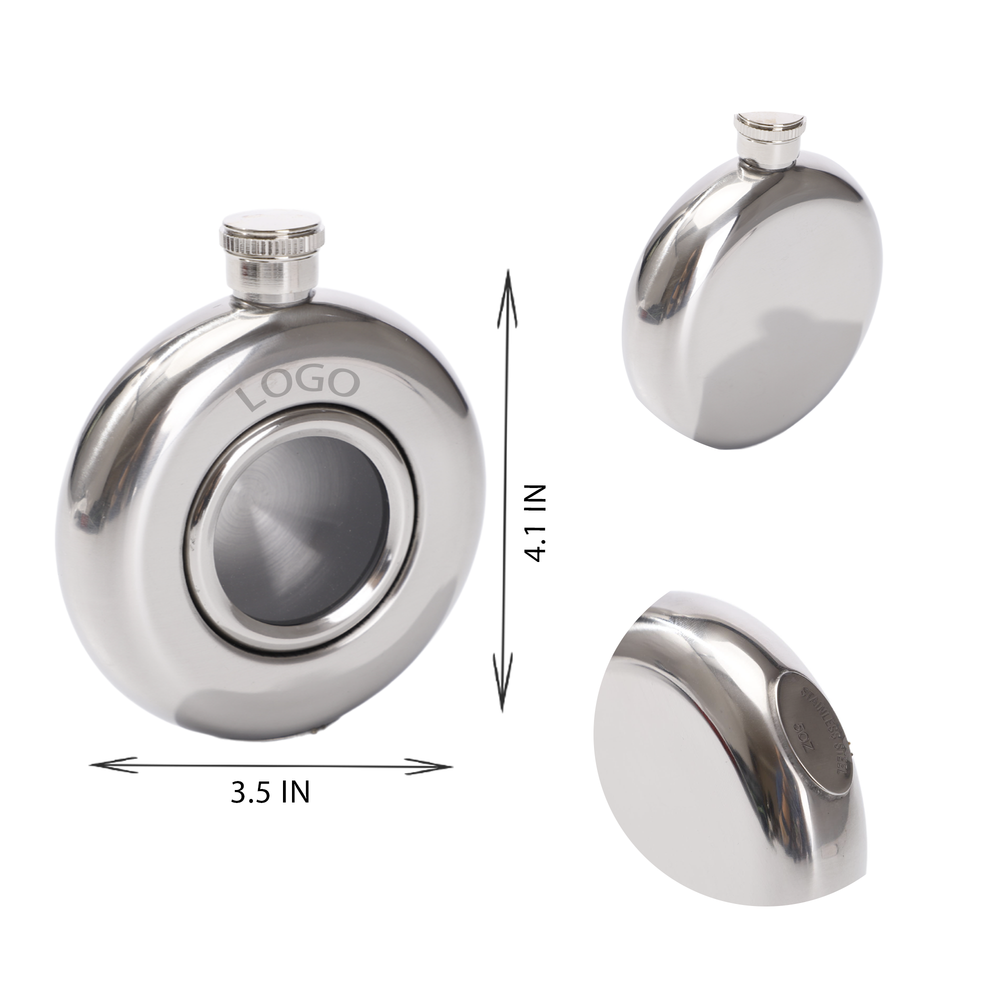MOQ 10 PCS 5oz Stainless Steel Hip Flask, custom water bottle with logo imprint 2