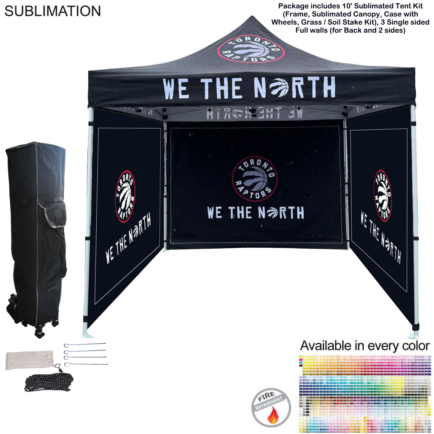 24Hr Express Ship - Full Privacy Tent Package, 10' Sublimated Tent kit, 3 single sided Full walls 4