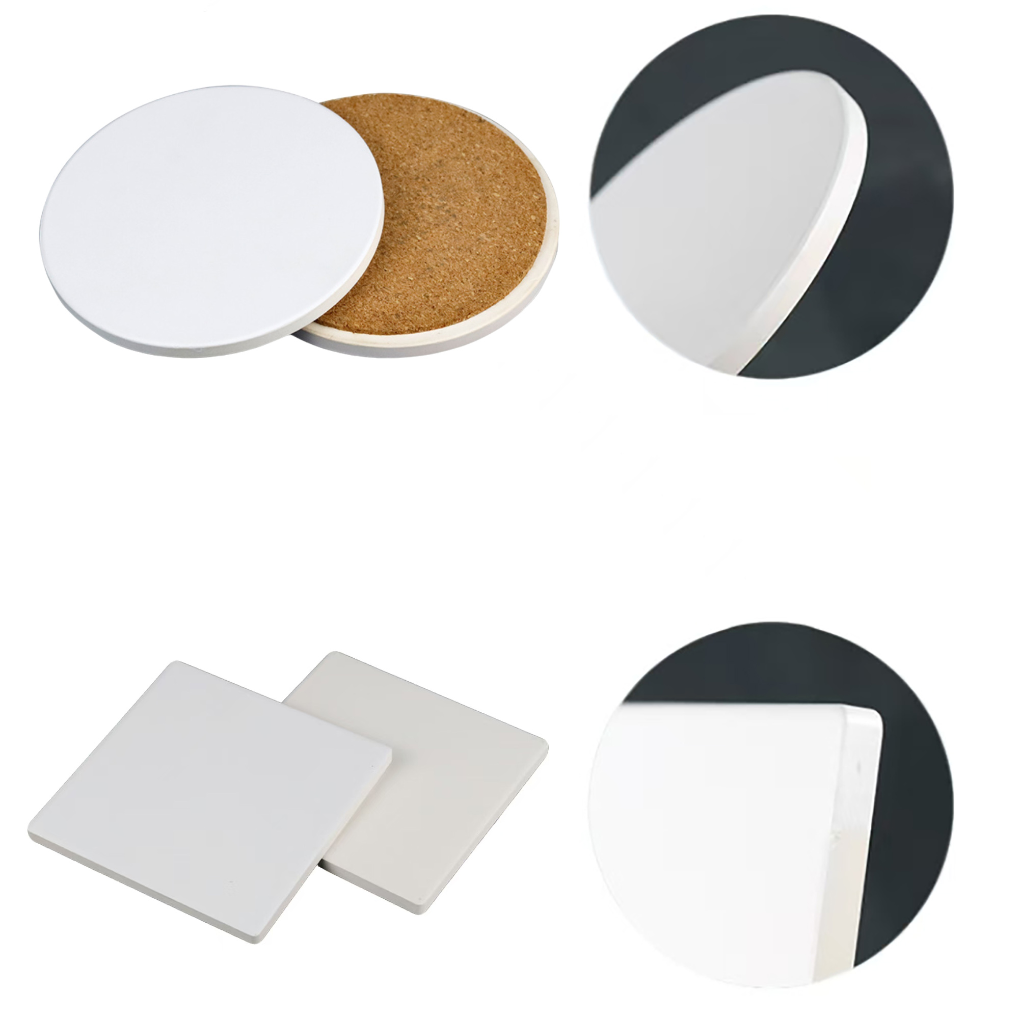 Round Ceramic Coaster with Cork Base 3
