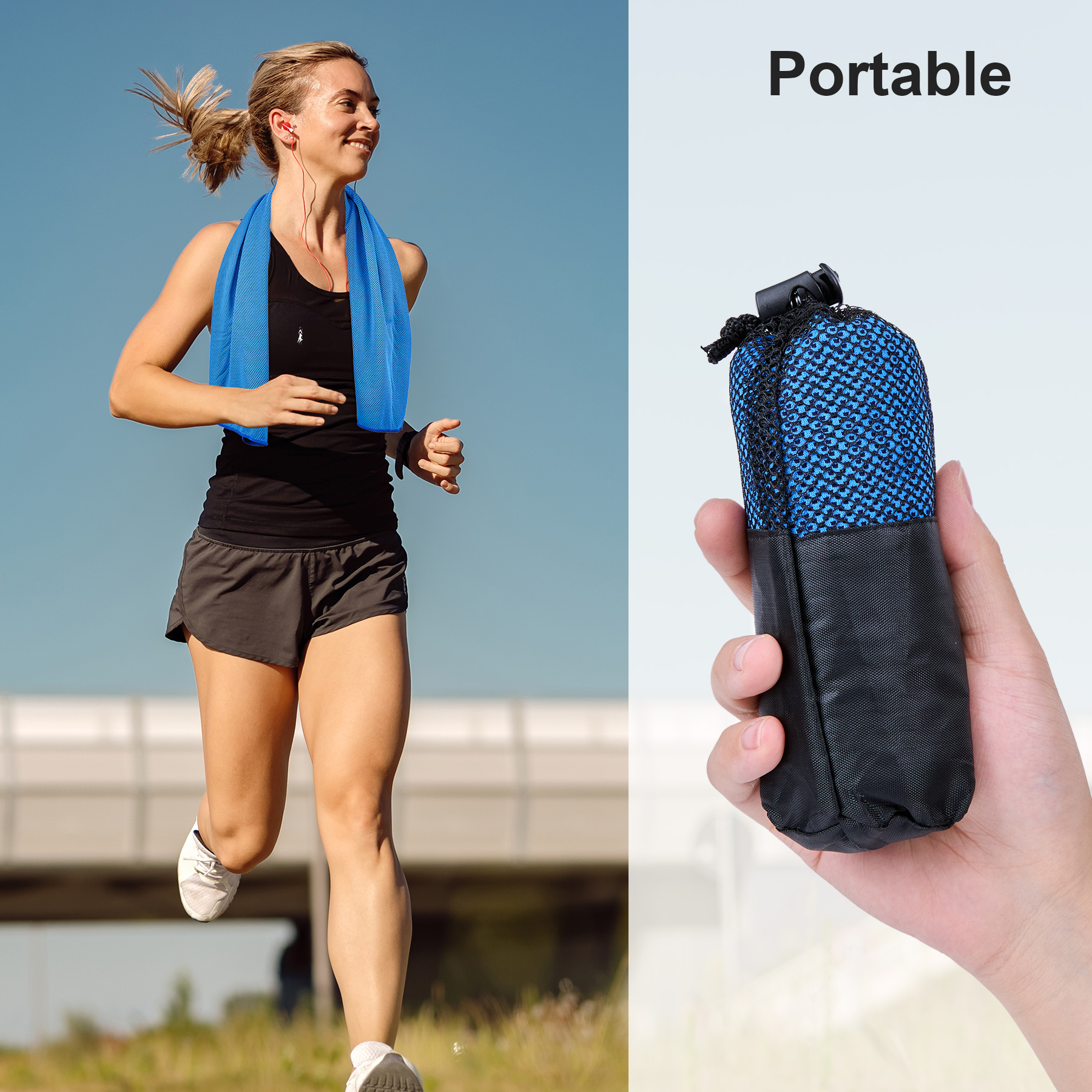 Cooling Towel With Mesh Drawstring Pouch 15