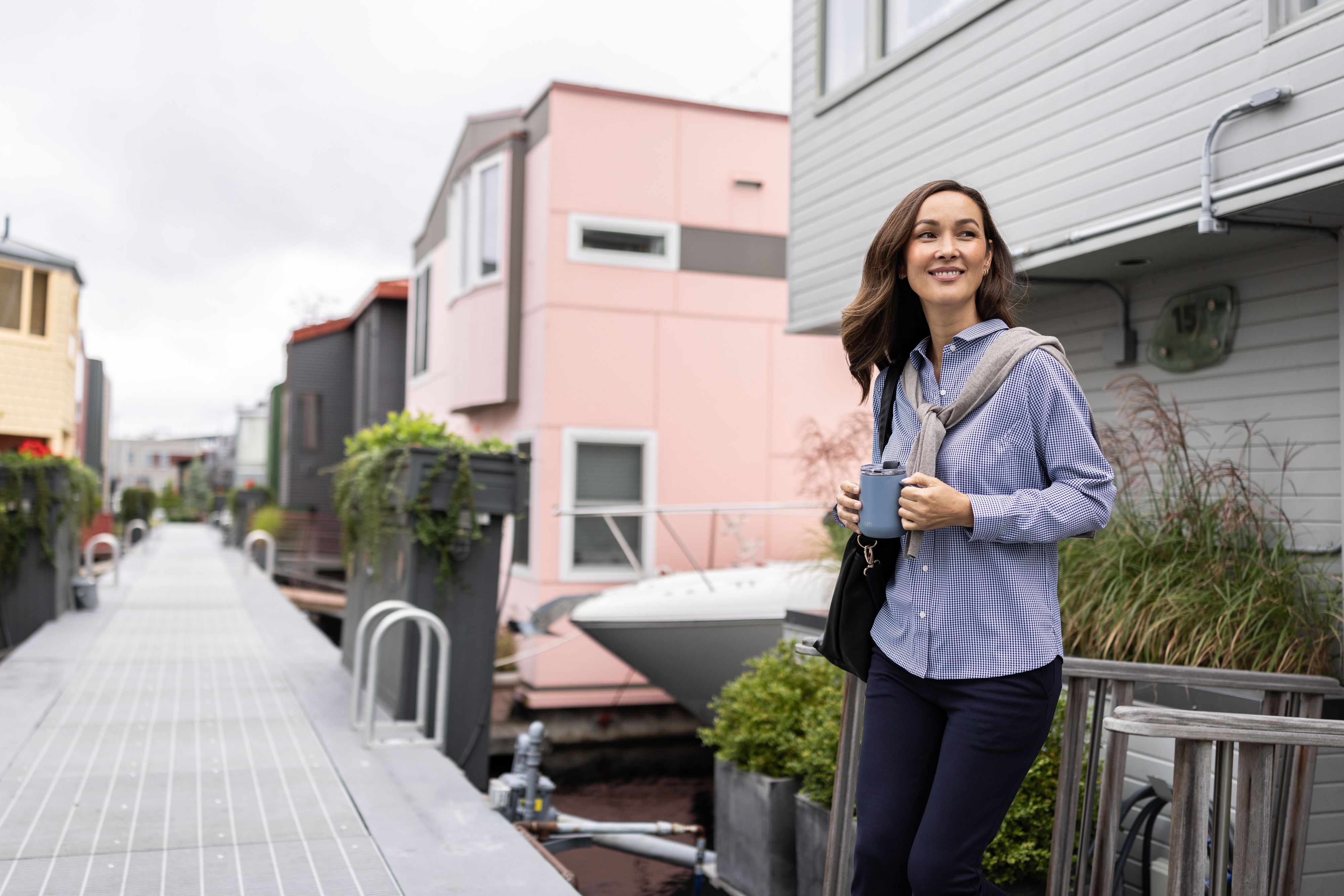 Skyline Eco Recycled Gingham Womens Long Sleeve Dress Shirt