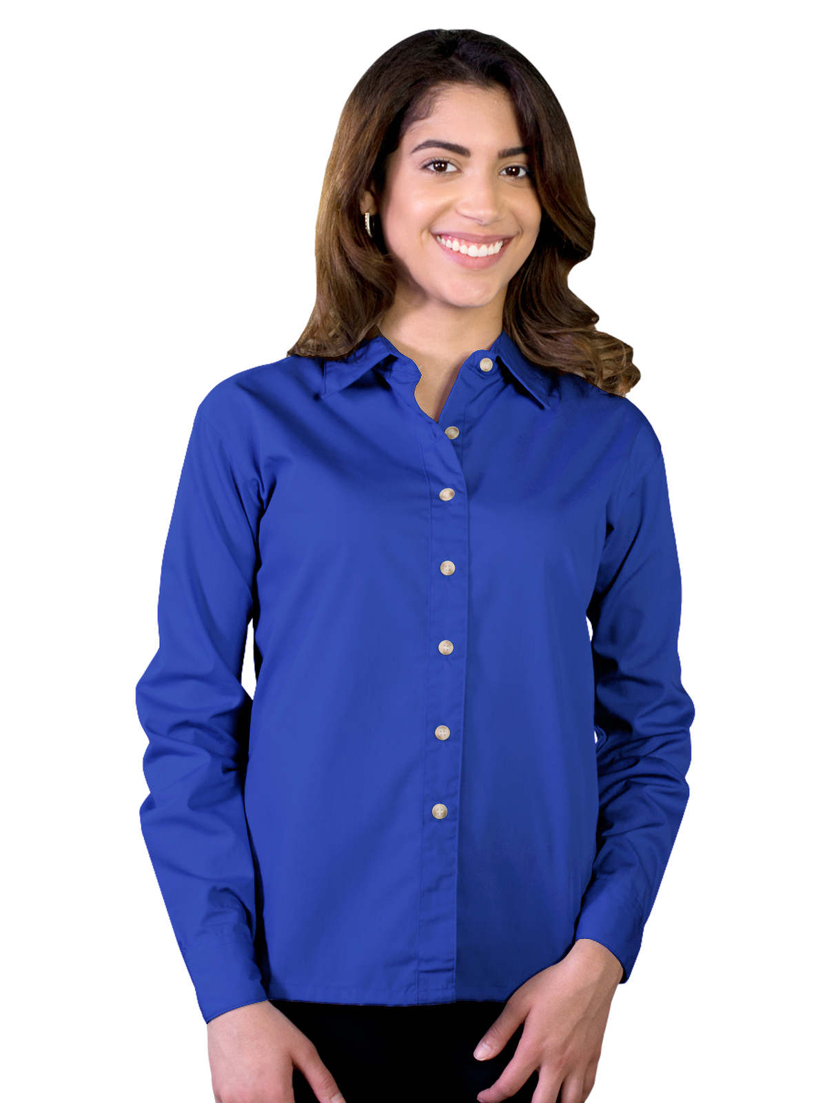 Blue Generation - Women's Pocketless Long Sleeve Superblend Poplin Shirt 42