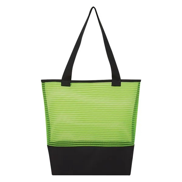 Sheer Mesh Pinstripe Tote Bag -15x16x3.75 3