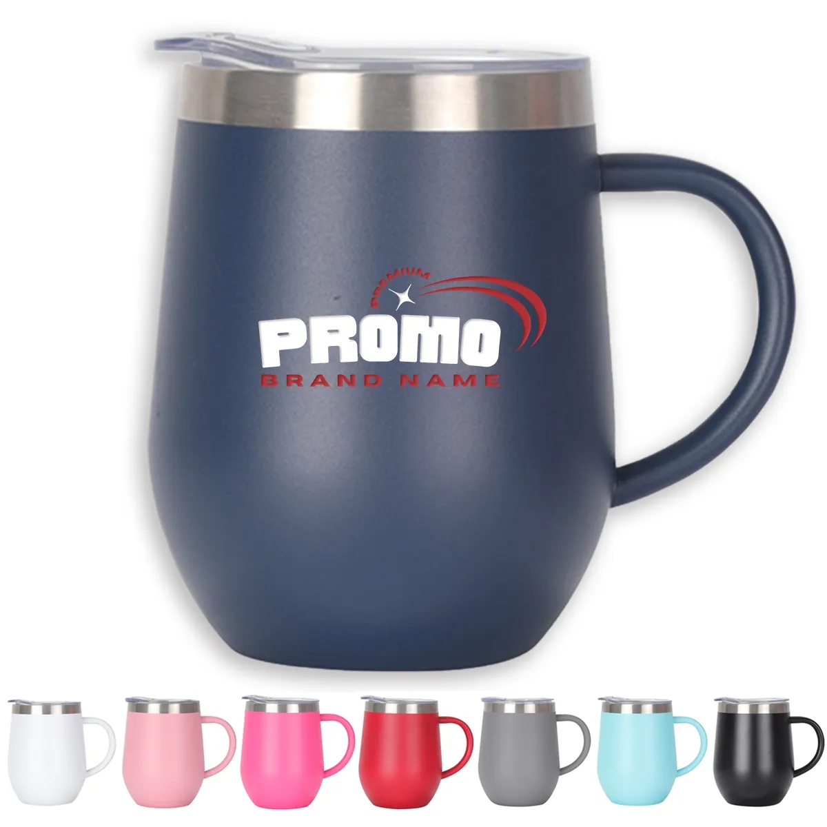 12oz. Insulated Double Wall Vacuum Coffee Mug W/ Handle Lid 3