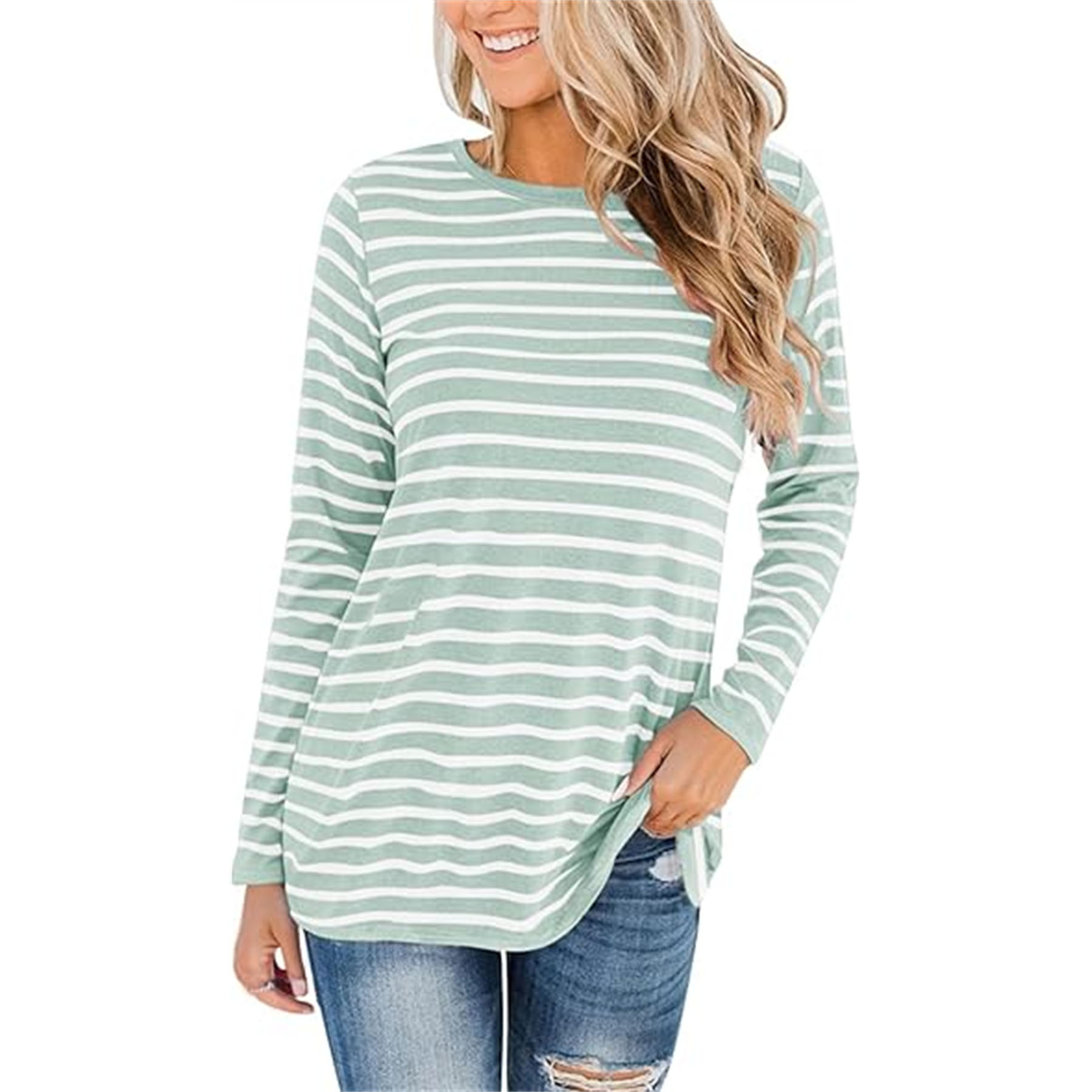 Women's Crew Neck Color Block Blouse 7