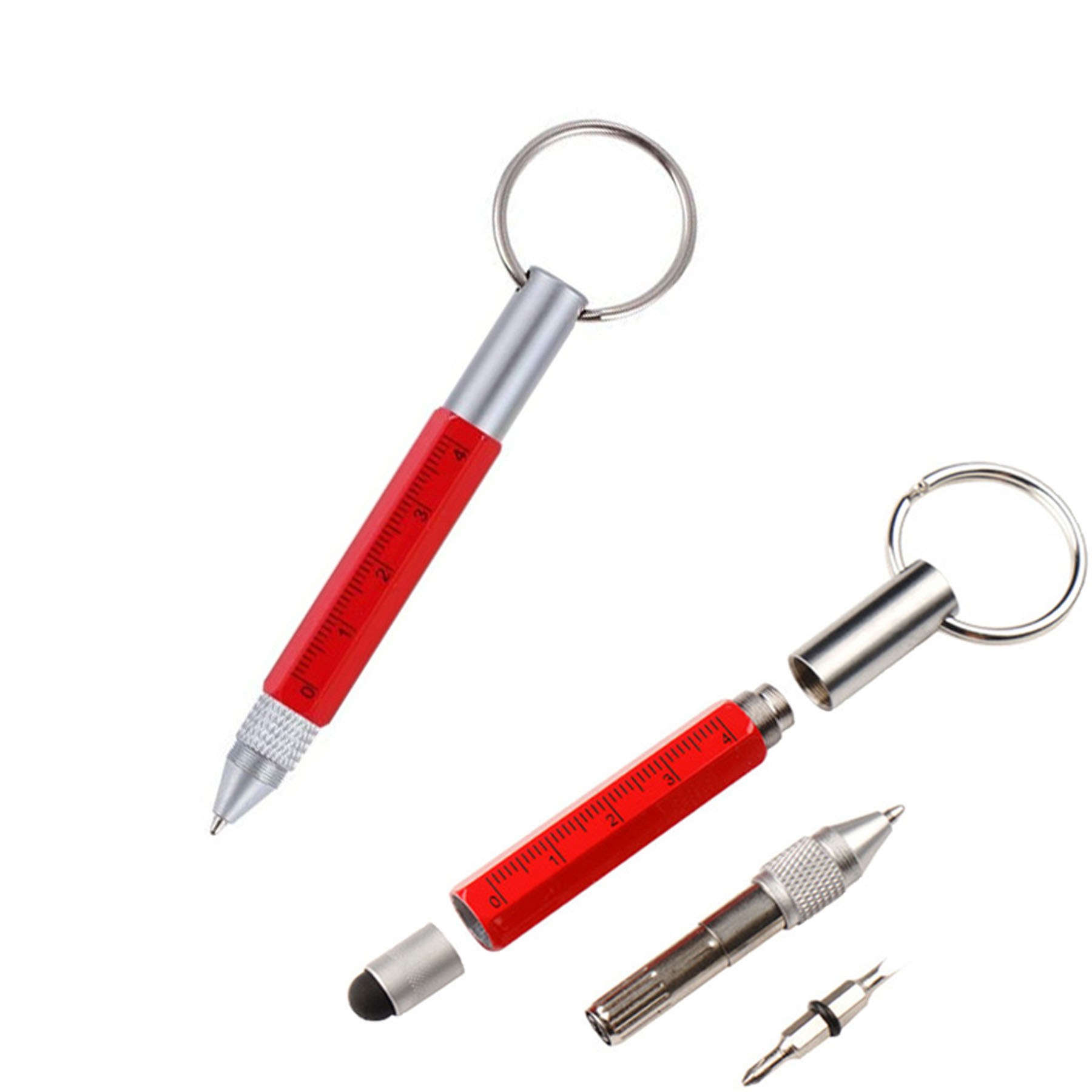 6 in 1 Screwdriver Ruler Keychain Stylus Ballpoint Pen 2