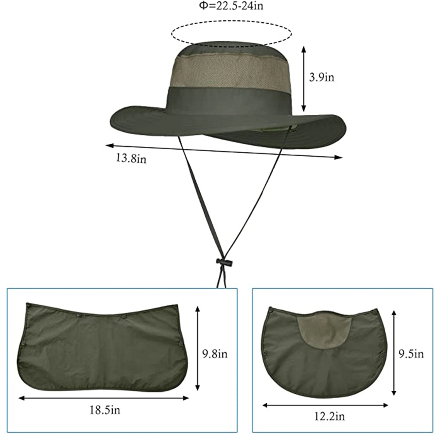 Unisex Fishing Hat,Sun Cap With Neck Flap 4