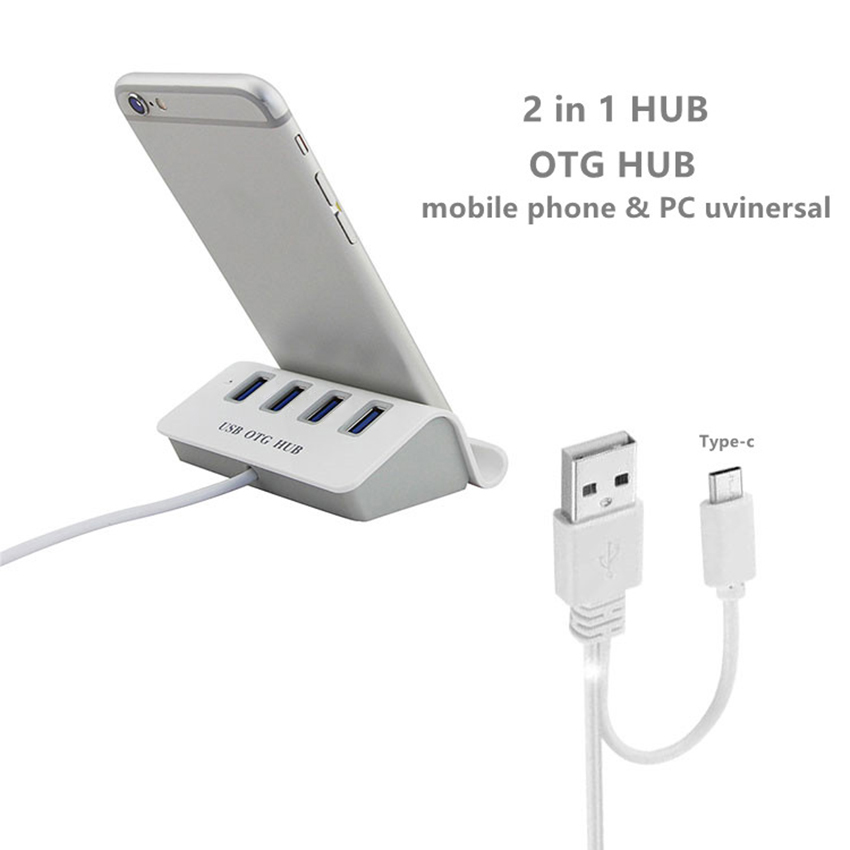 4-Port USB & Type C 3.0 Hub with Phone Holder 5