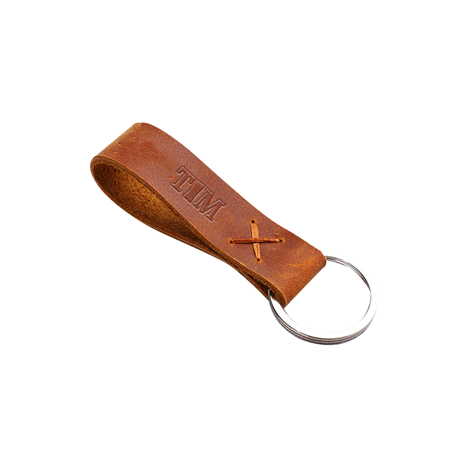 Custom Hand-Stitched Crazy Horse Leather Key Chain 5