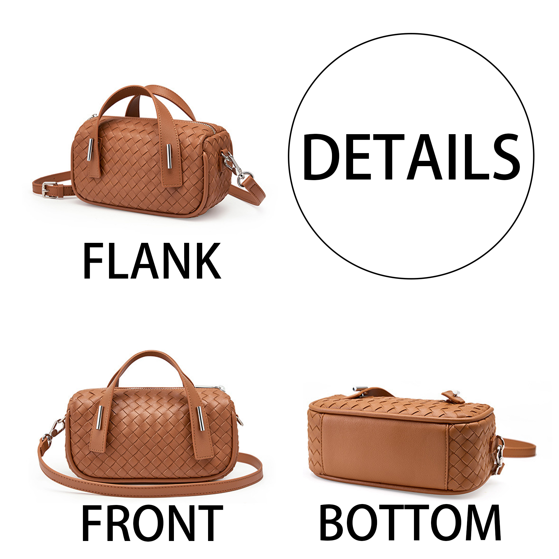 Genuine Leather Simple woven shoulder cross-body bag 3