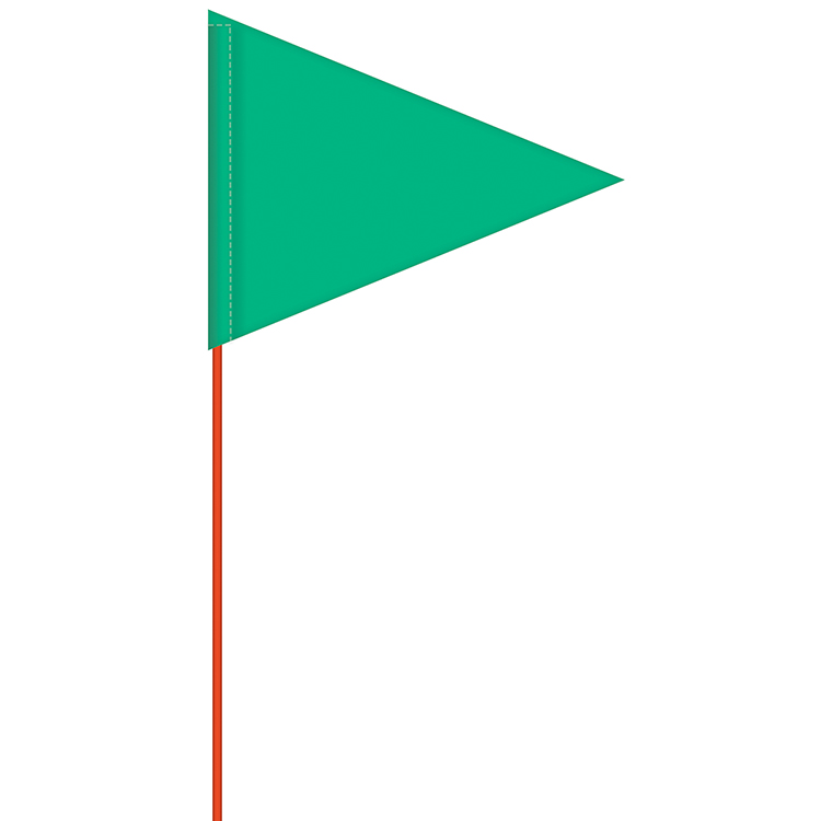 Solid Color Green Pennant Field Flag w/Orange Staff 3