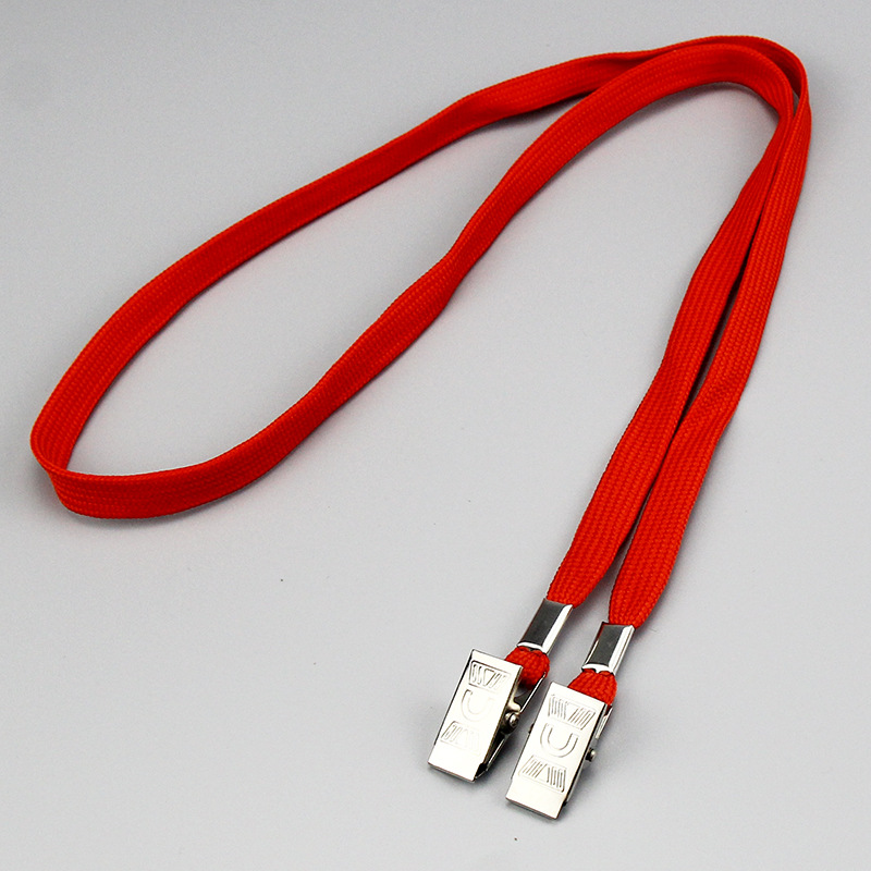 Bulk Flat Lanyards w/Two Bulldog Clips 1