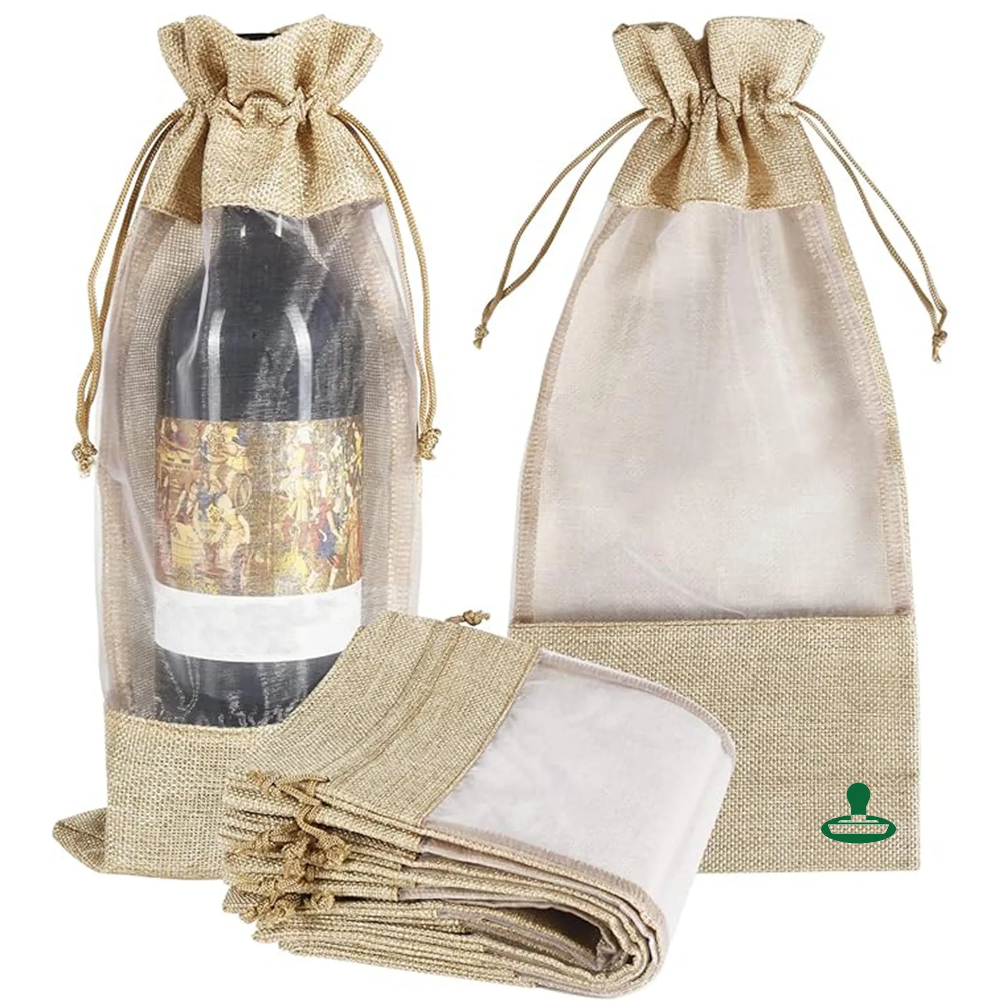 Burlap Wine Bag